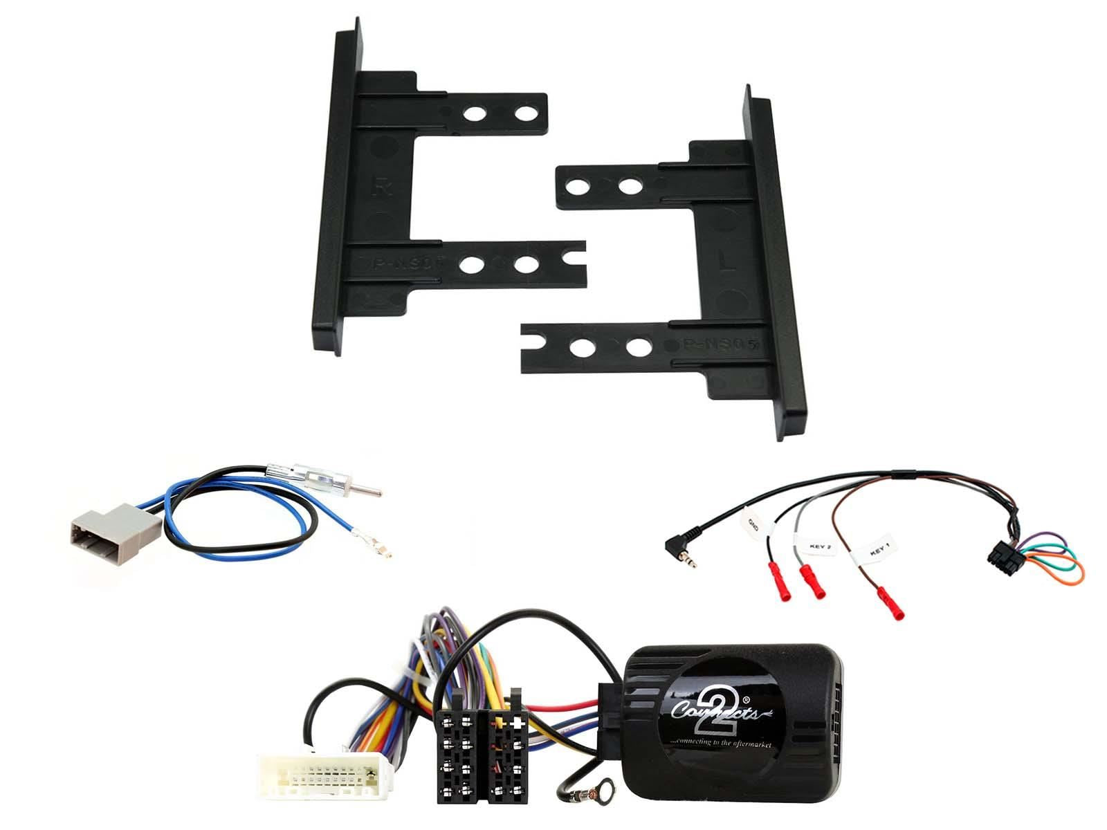 Double Din Stereo Fitting Kit + Steering Wheel Stalk Controls to fit Nissan Note 2008-12