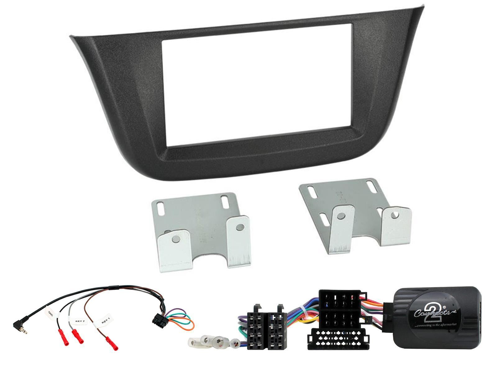 Connects 2 CTKIV01 - Iveco Daily 2014 Onwards Double Din Facia & Steering wheel Interface Fitting Installation Kit (Black Facia Panel)