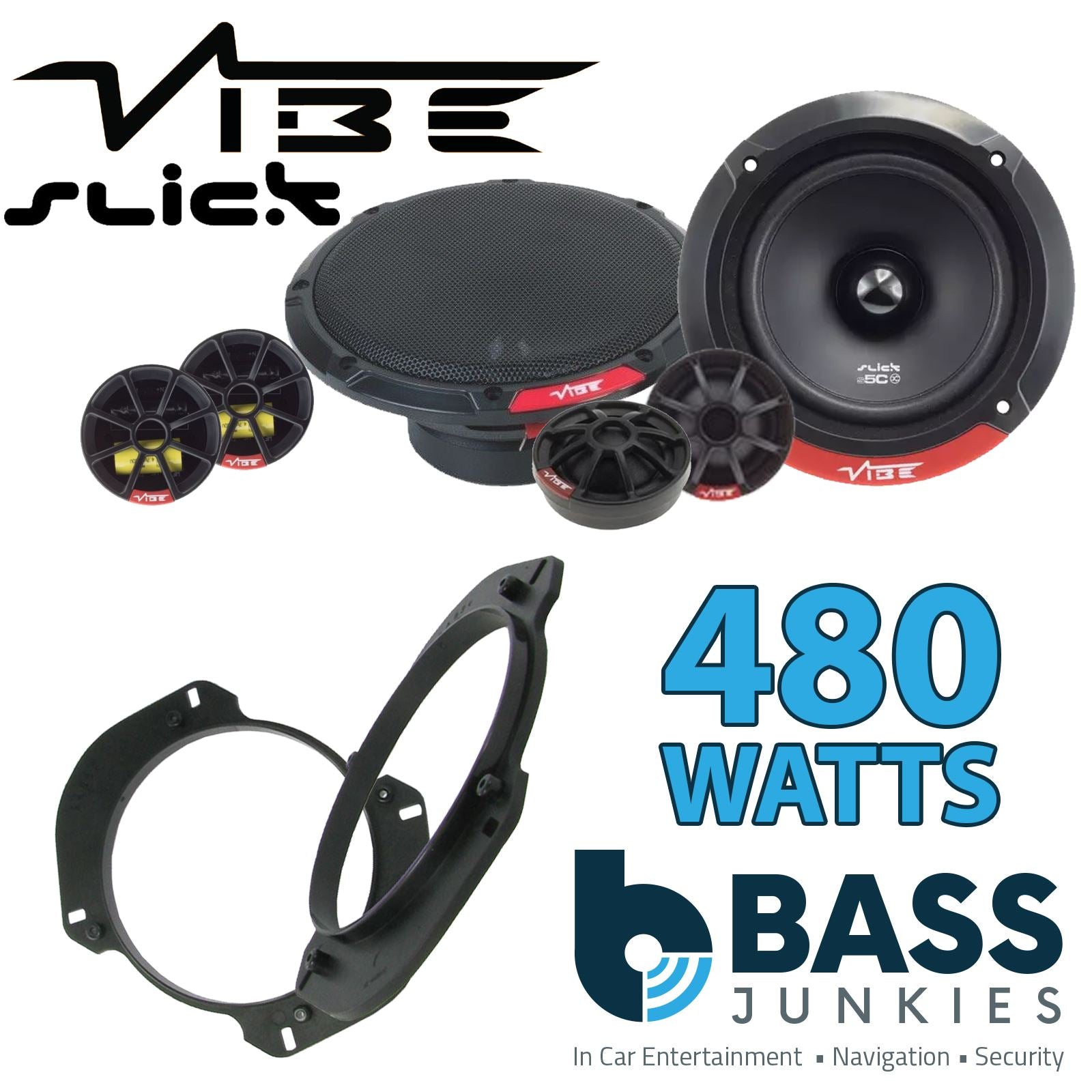 Vibe SLICK5C-V7 2-Way 130mm/13cm/5.25" Component Speakers (Per Pair 480 Watts) Fits Alfa Romeo Spider 1994-00 | Fiat Brava 95-01 | Bravo 95-01 | Marea 96-02 | Lancia Ypsilon 03-11 | Y 95-03