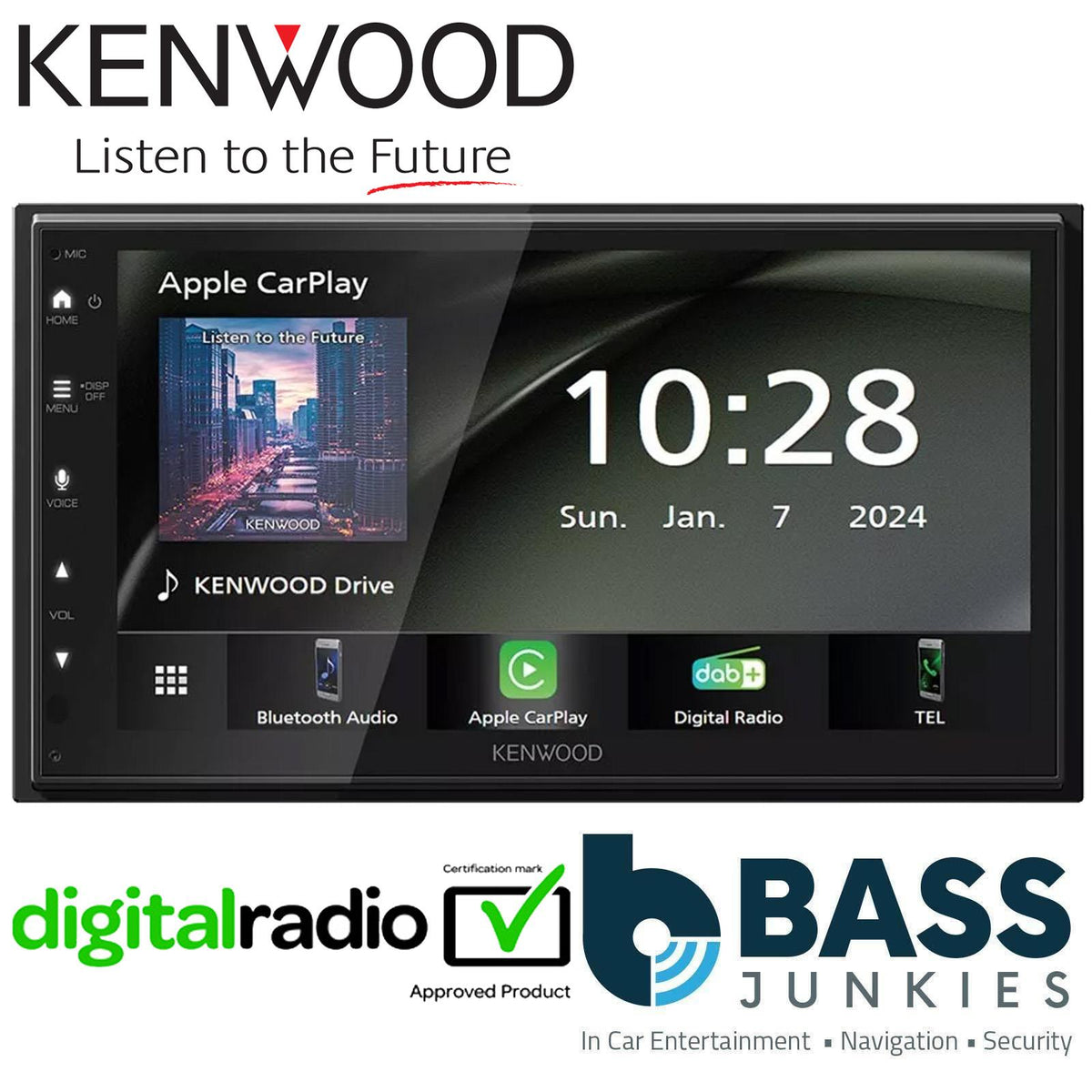 Kenwood DMX6523DABS 6.8" DAB+ Bluetooth Wireless CarPlay & Android Car Stereo