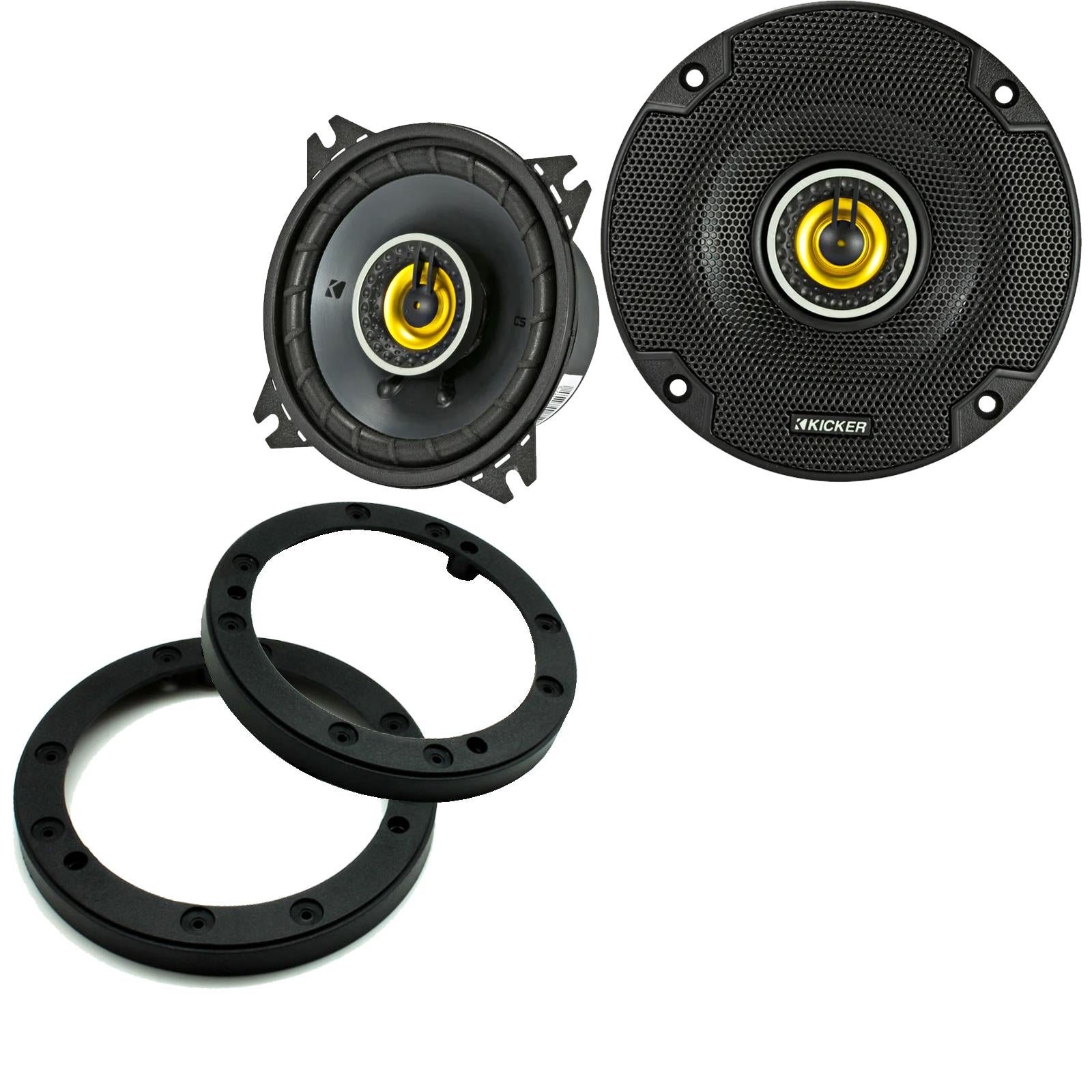 Kicker CSC44 100mm/10cm/4" 2-Way Coaxial Car speakers (Per Pair Max 300|100 watts RMS) Fits Universal