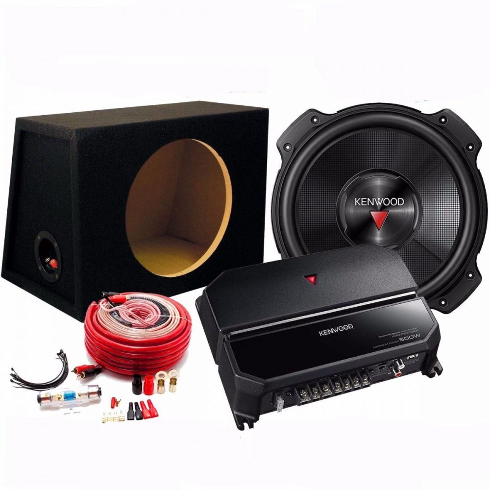 KENWOOD 10" 1300 Watts Sub with 2 Channel Amplifier Bass Box & Amp Kit Package