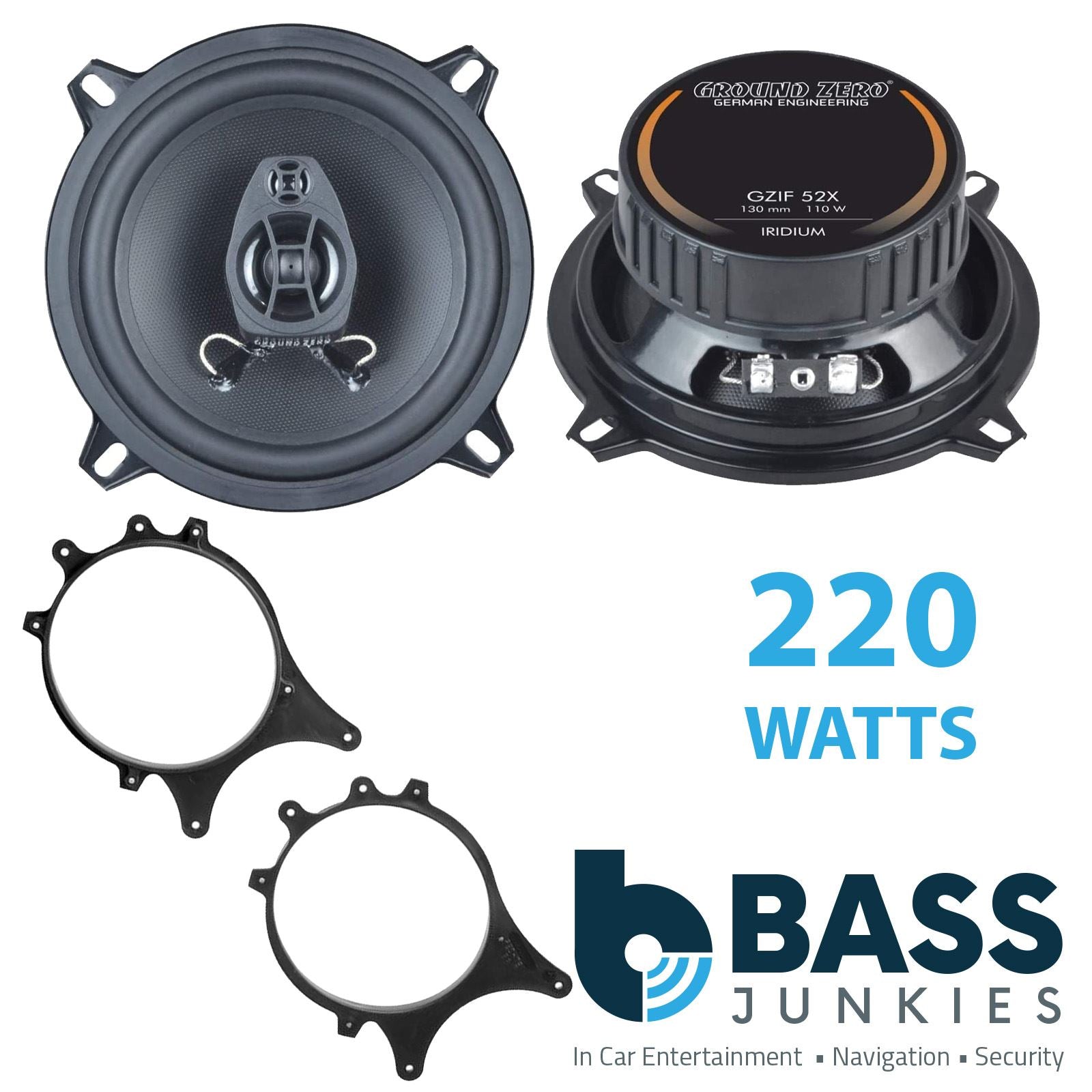 Ground Zero 2-Way 130mm/13cm/5.25" Car Coaxial Speakers (Pair Max 220 Watts) Fits BMW 3-Series 1994-00