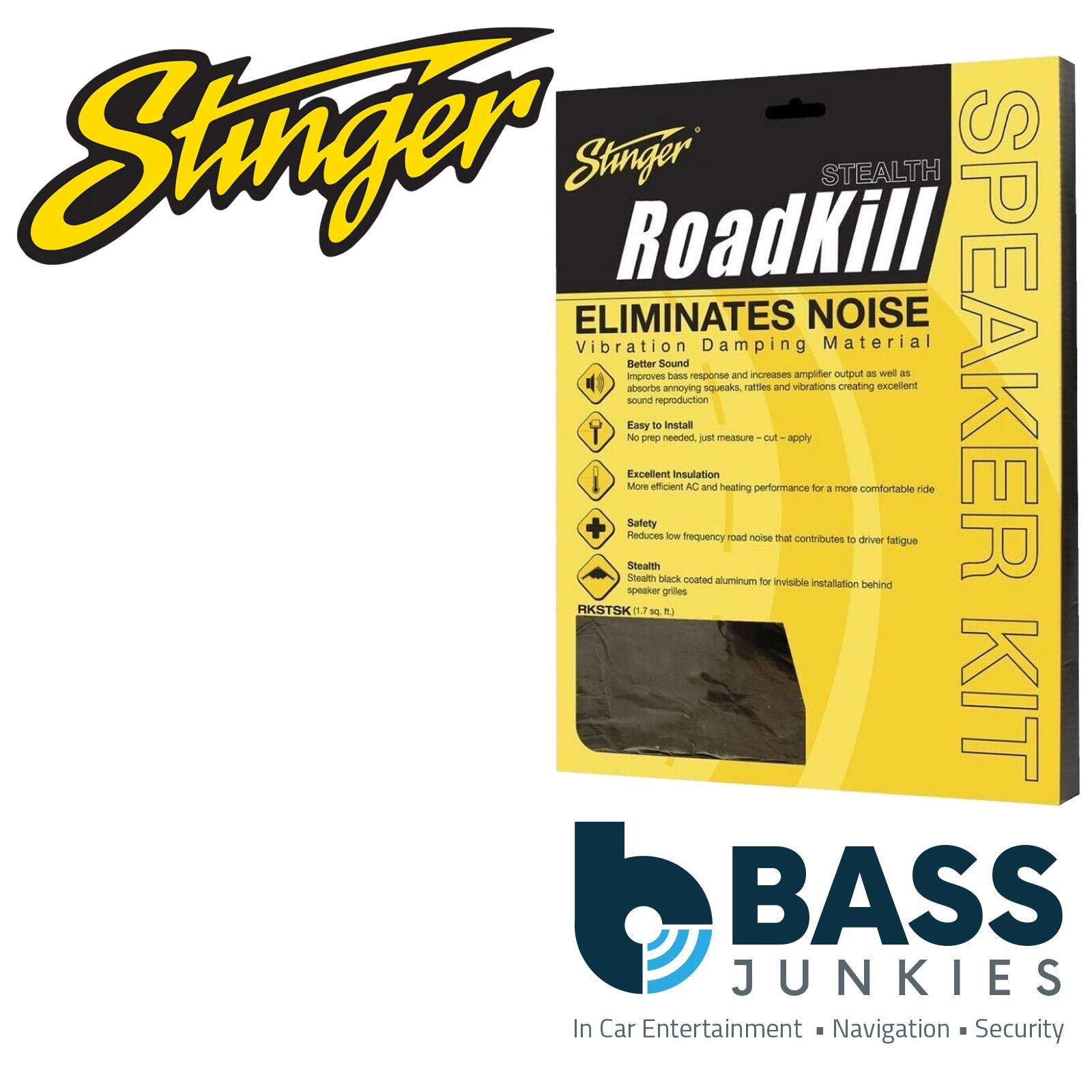 Stinger Roadkill RKSTSK 1.7 Sq Feet Stealth Black Sound Deadening Car Speaker Kit