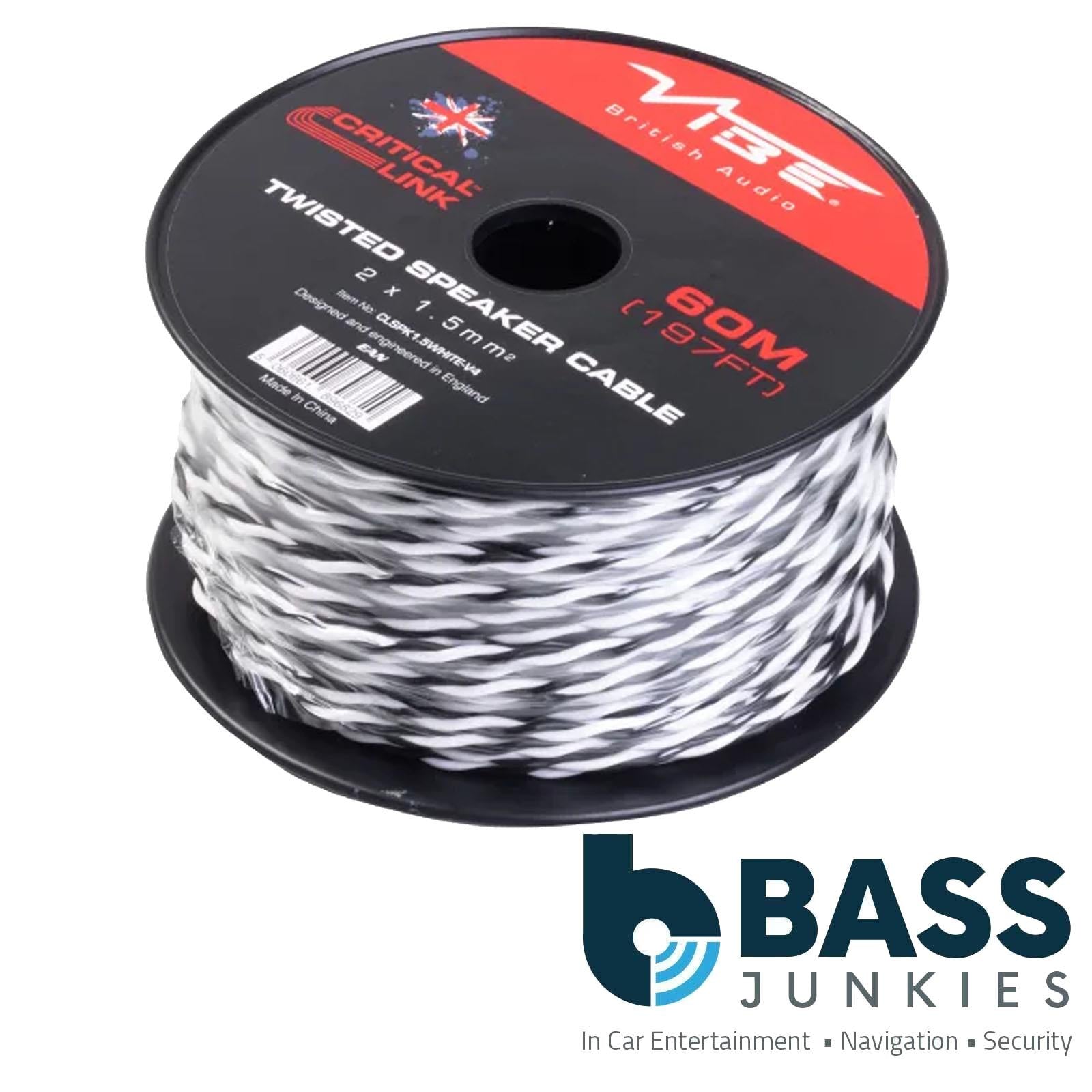 Vibe Critical Link - CLSPK1.5WHITE-V4 60m White Twisted Car Audio Speaker Cable