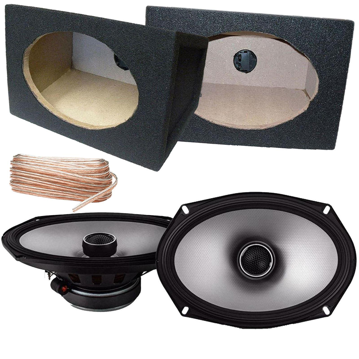 Alpine Car Van Truck 6X9 520 Watts 2-Way Speaker Package with Black Speaker Box