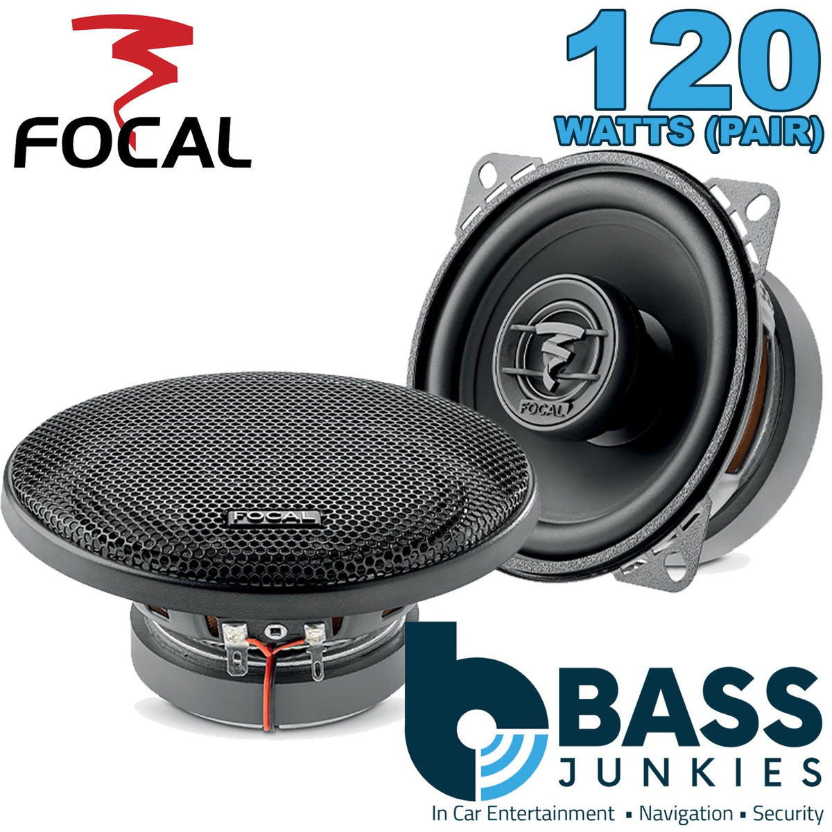 Focal Auditor 120 watts 4" Car Coaxial Door Speakers + Grills (PAIR) 10cm 100mm