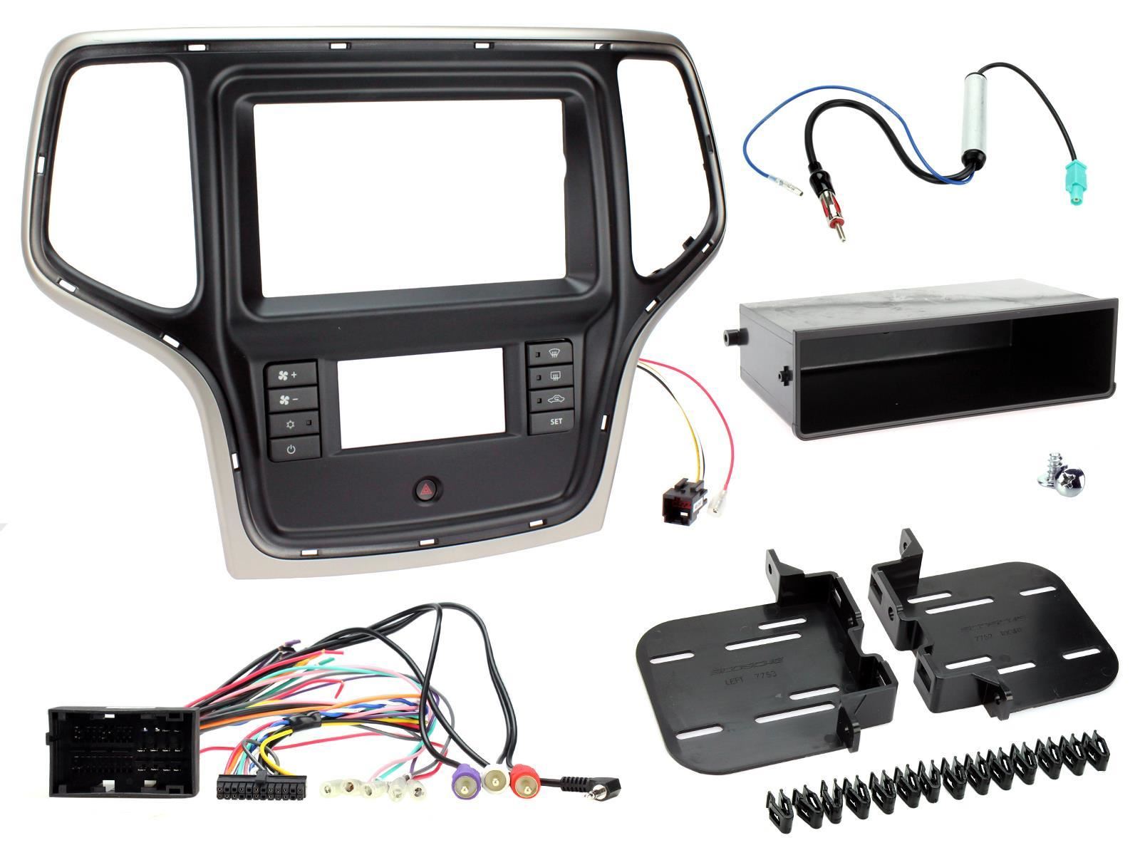Double Din Stereo Fitting Kit + Steering Wheel Stalk Controls to fit Jeep Grand-Cherokee 14-21