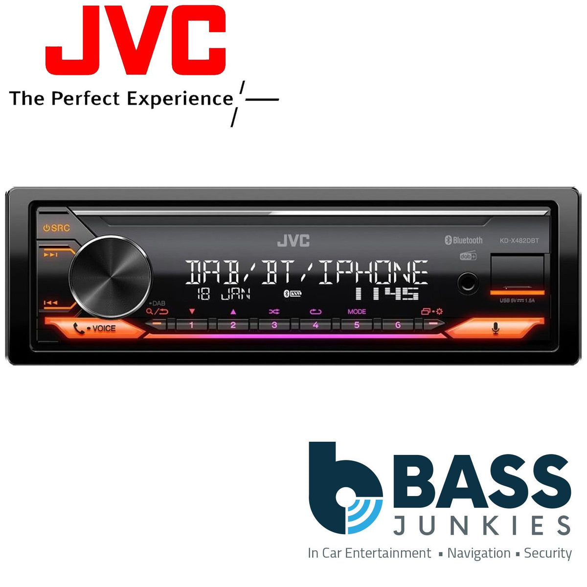 JVC KD-X482DBT - Digital Media Receiver Bluetooth DAB+ Stereo USB Aux + Aerial
