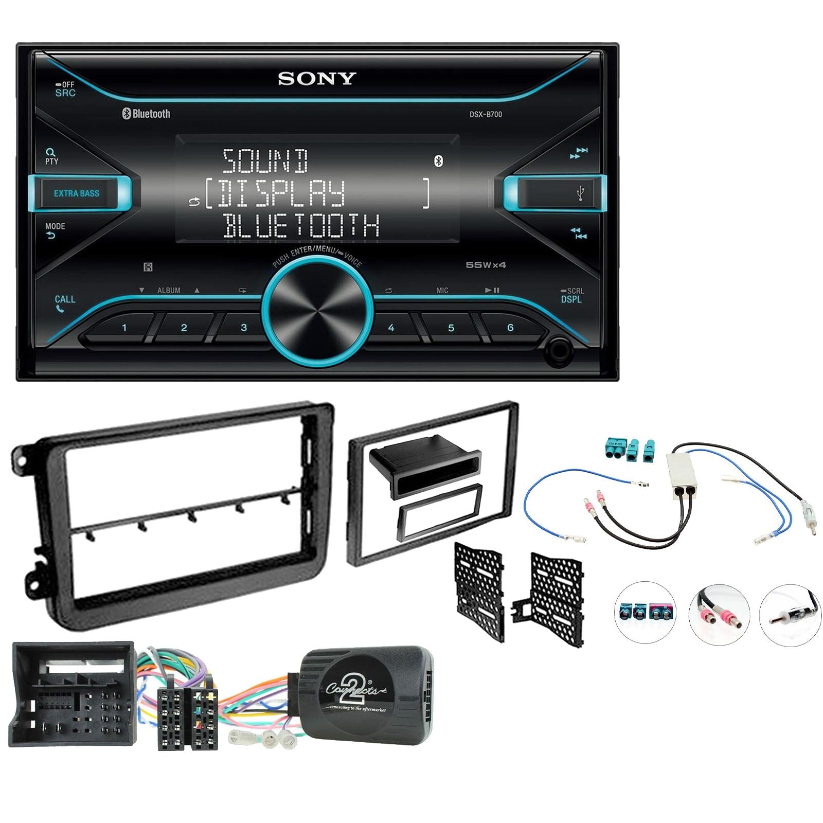 Sony DSX-B700 Bluetooth MP3 USB AUX 4 x 55W Double Din Car Stereo Radio Player + CTK Fitting Kit fits Volkswagen Crafter 17-21