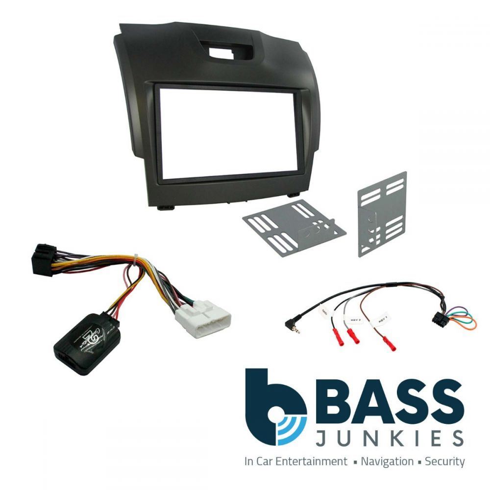 Connects2 CTKIZ01 - Izusu D-Max 2012 Onwards Double Din Facia & Steering wheel Interface Fitting Installation Kit (Grey Facia Panel)