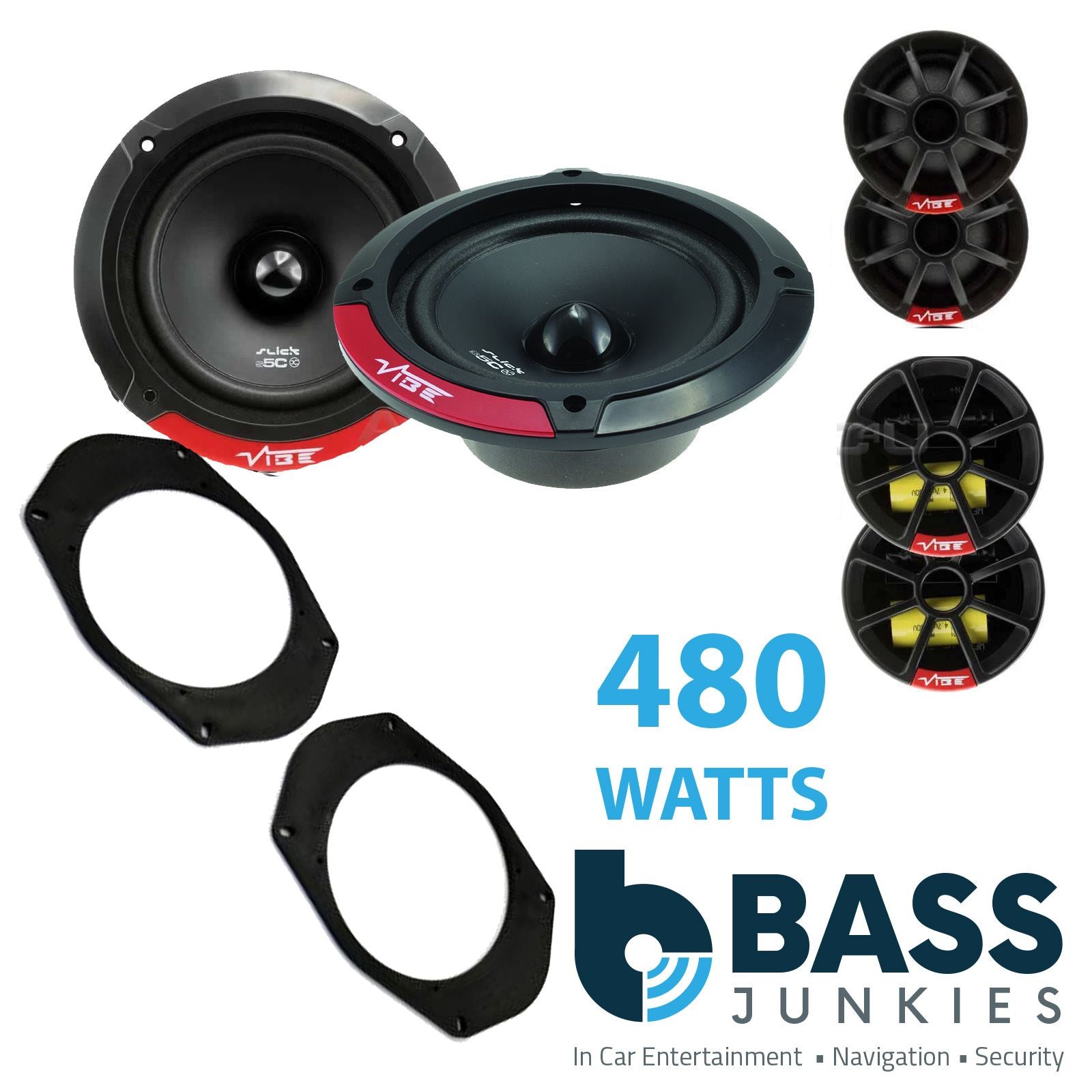 Vibe SLICK5C-V7 2-Way 130mm/13cm/5.25" Component Speakers (Per Pair 480 Watts) Fits Jeep Wrangler 1997-06