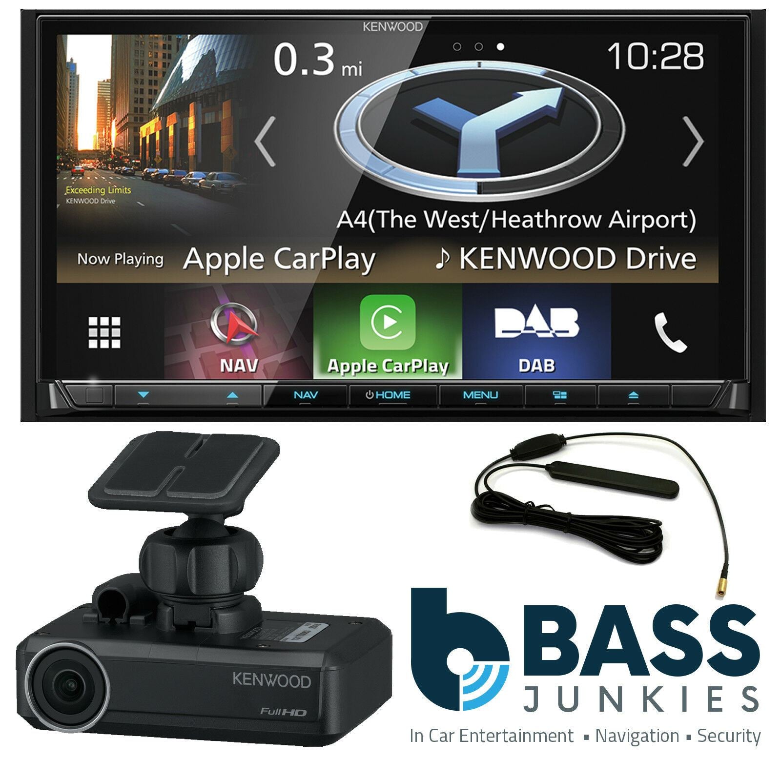 Kenwood DNX-8180DABS - 7” DAB DVD CD MP3 USB Navigation Bluetooth AV Car Stereo Radio Tuner Player & Dash Camera