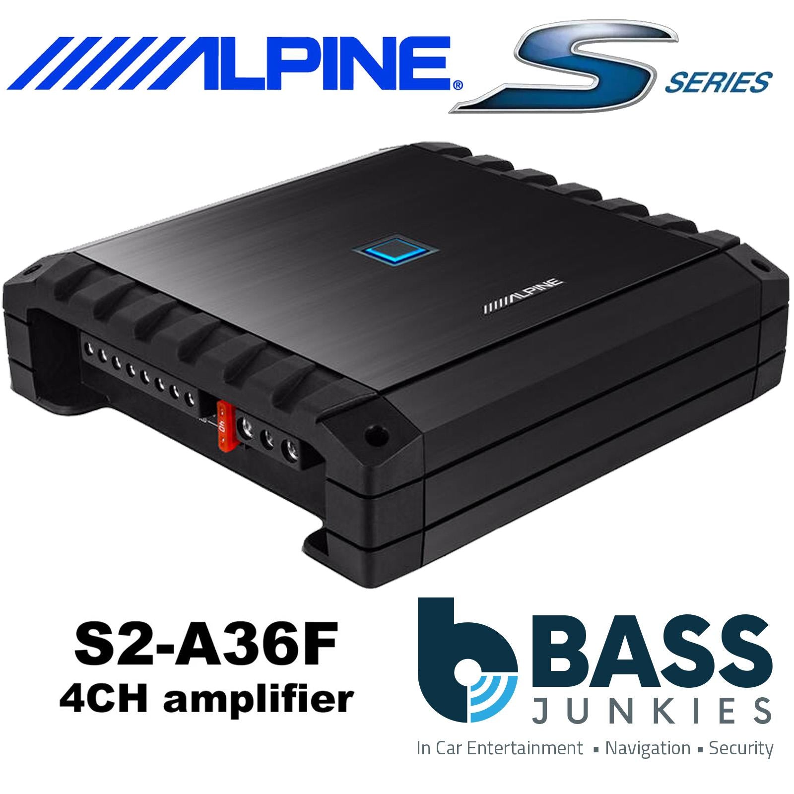 Alpine S2-A36F - 360 Watts RMS 4 Channel Class D Bridgeable Stereo Car Amplifier