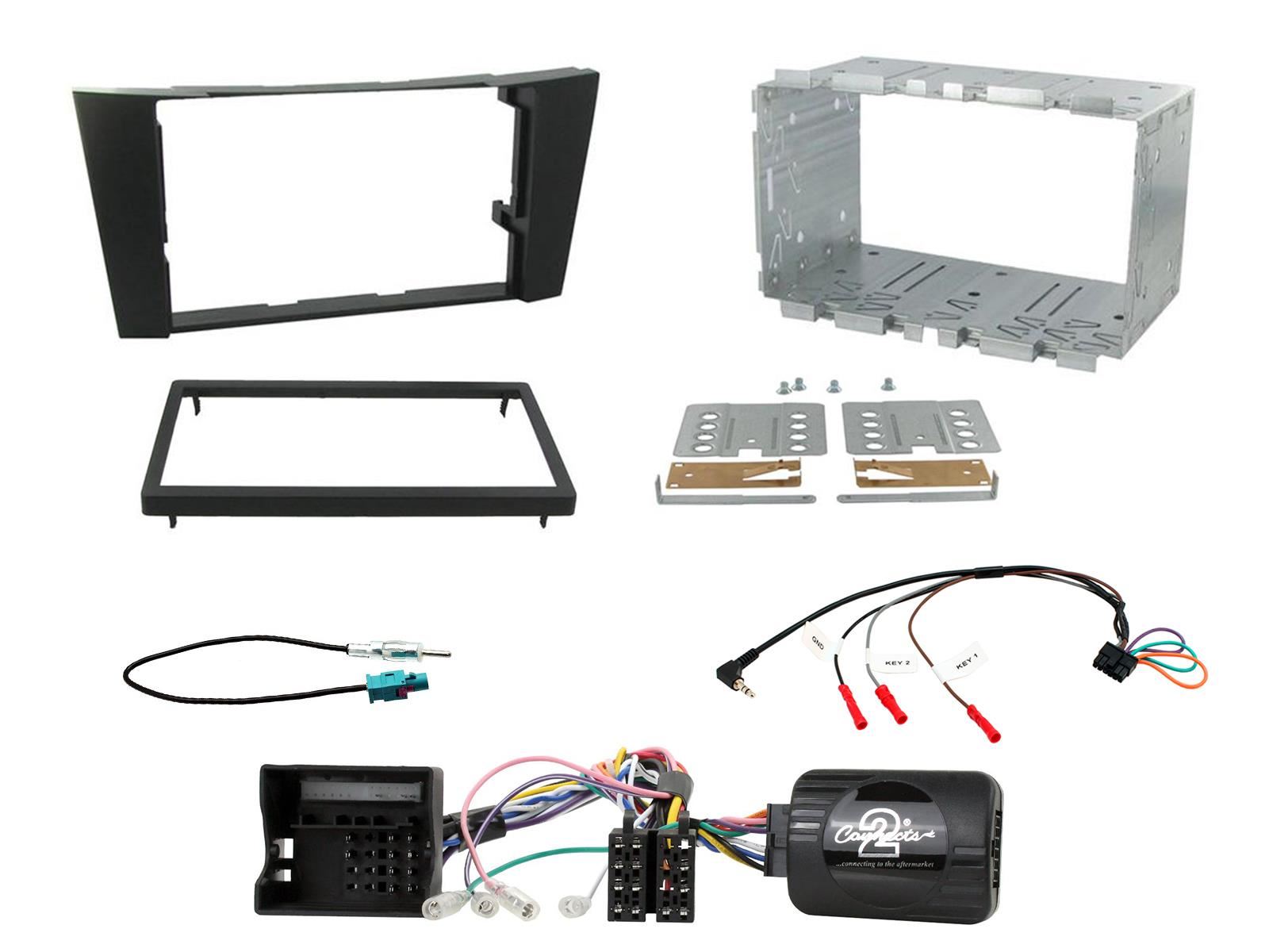 Connects2 CTKMB06 - Mercedes Benz E Class W211 2002 - 2009 Double Din Fascia & Steering Wheel Interface Installation Kit