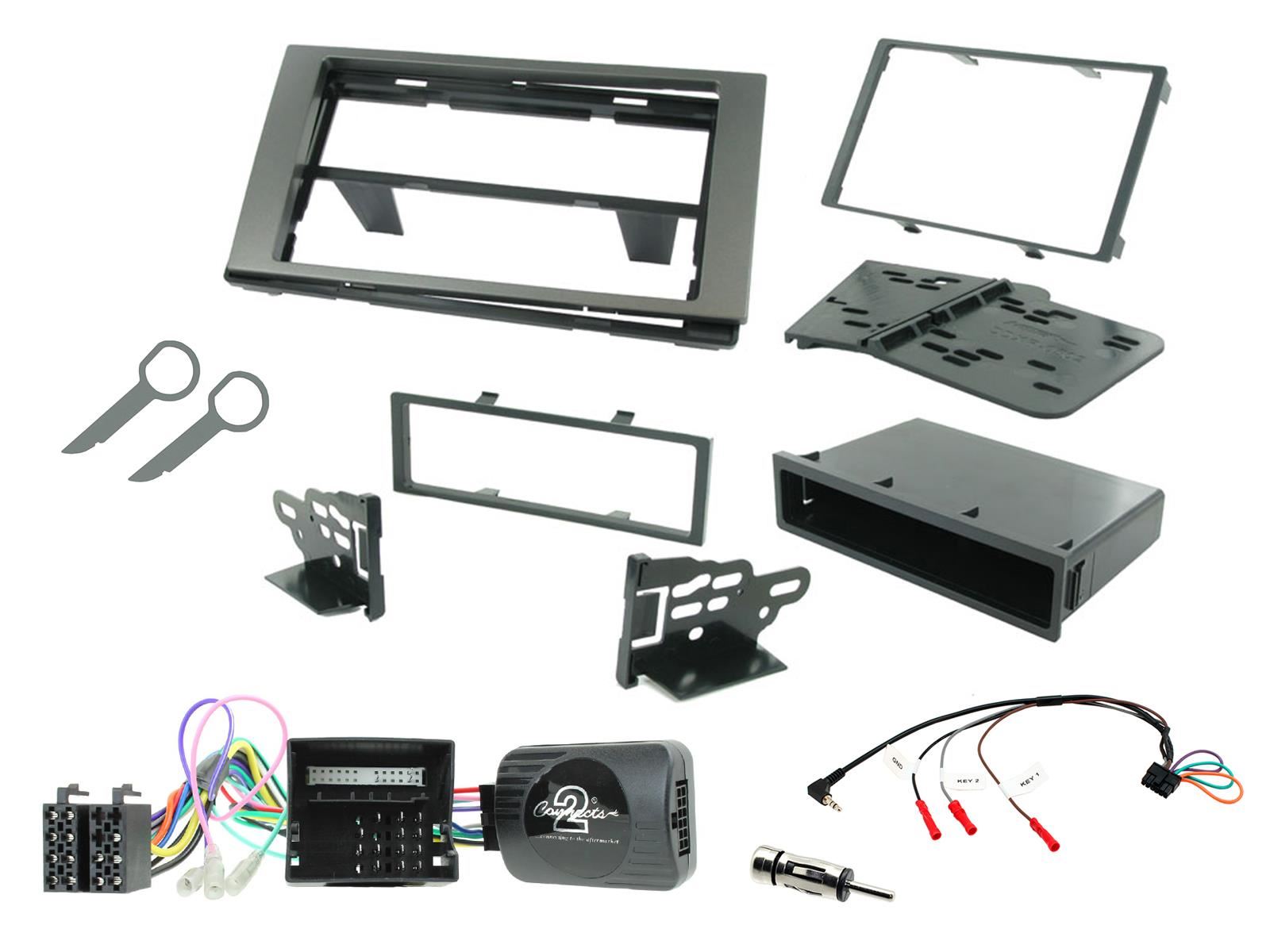 Connects 2 CTKFD23 - Ford Fiesta 2005 - 2008 Single Din or Double Din Facia & Steering wheel Interface Fitting Installation Kit (Grey Facia Panel)