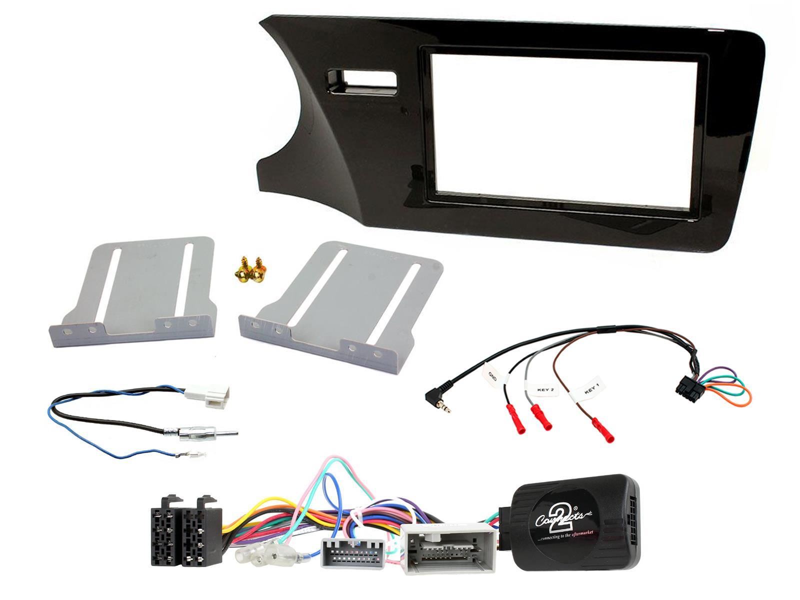 Double Din Stereo Fitting Kit + Steering Wheel Stalk Controls to fit Honda City 2014-
