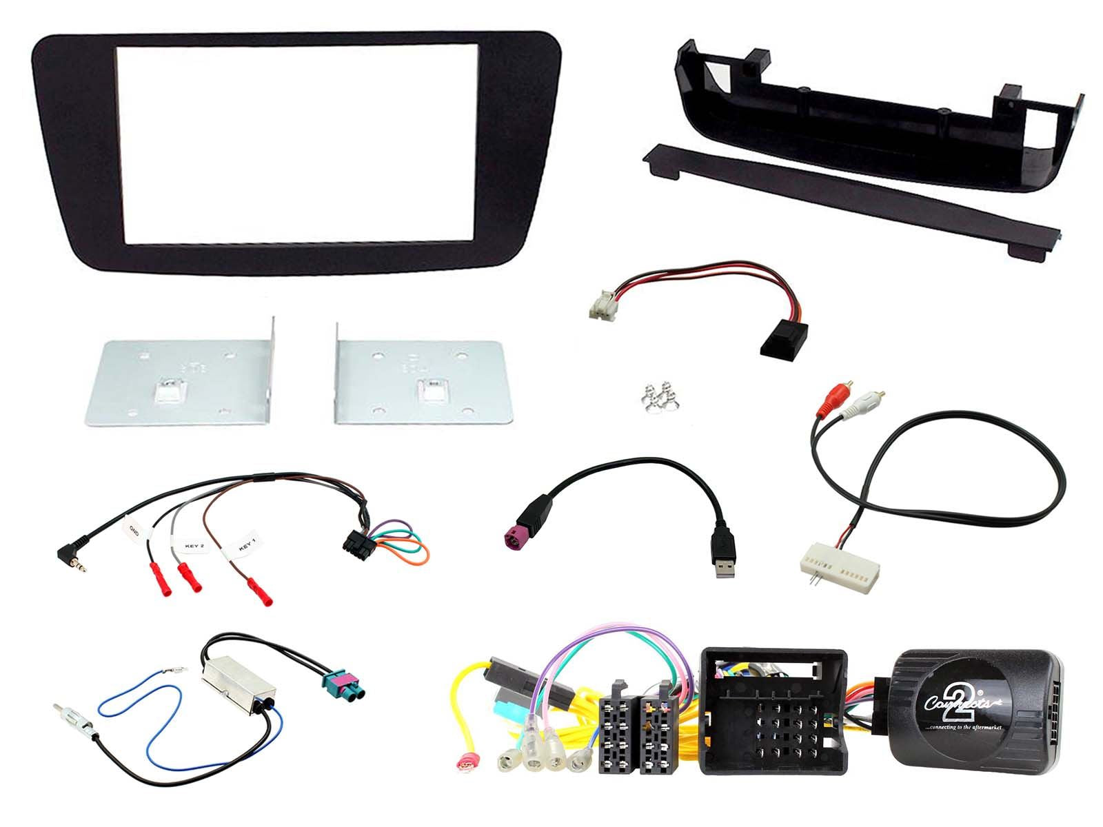 Connects 2 CTKMB11 - Mercedes A-Class W176 Model 2013 Onwards Double Din Facia & Steering wheel Interface Fitting Installation Kit