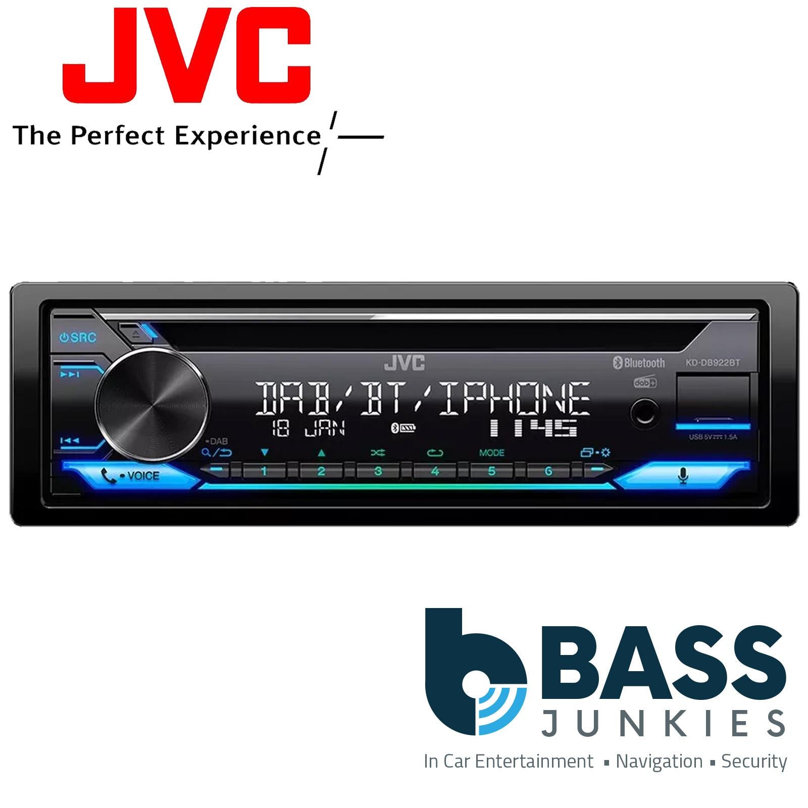 JVC KD-DB922BT DAB+ Radio USB AUX CD MP3 Bluetooth Car Stereo Player & Aerial