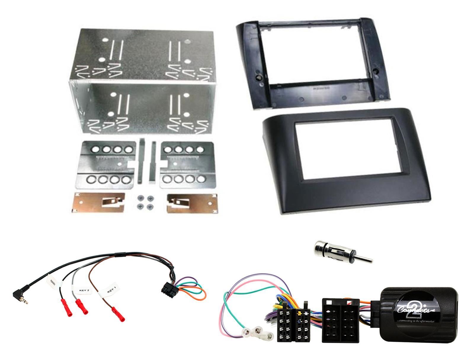 Double Din Stereo Fitting Kit + Steering Wheel Stalk Controls to fit Fiat Stilo 2001-08