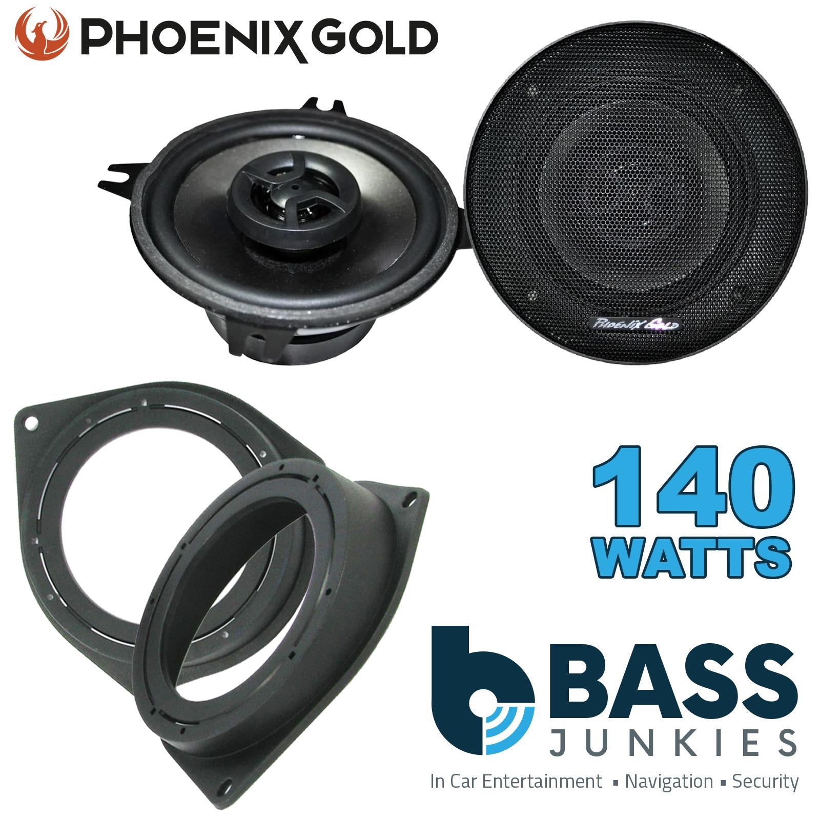 Phoenix Gold Z4CX 100mm/10cm/4" 2-Way Coaxial Car speakers (Per Pair Max 140|70 watts RMS) Fits Fiat Qubo 2008-18 | 500 07-14 | Bravo 07-14 | Fiorino 08-21 | Punto 12-21 | Grande-Punto 05-09