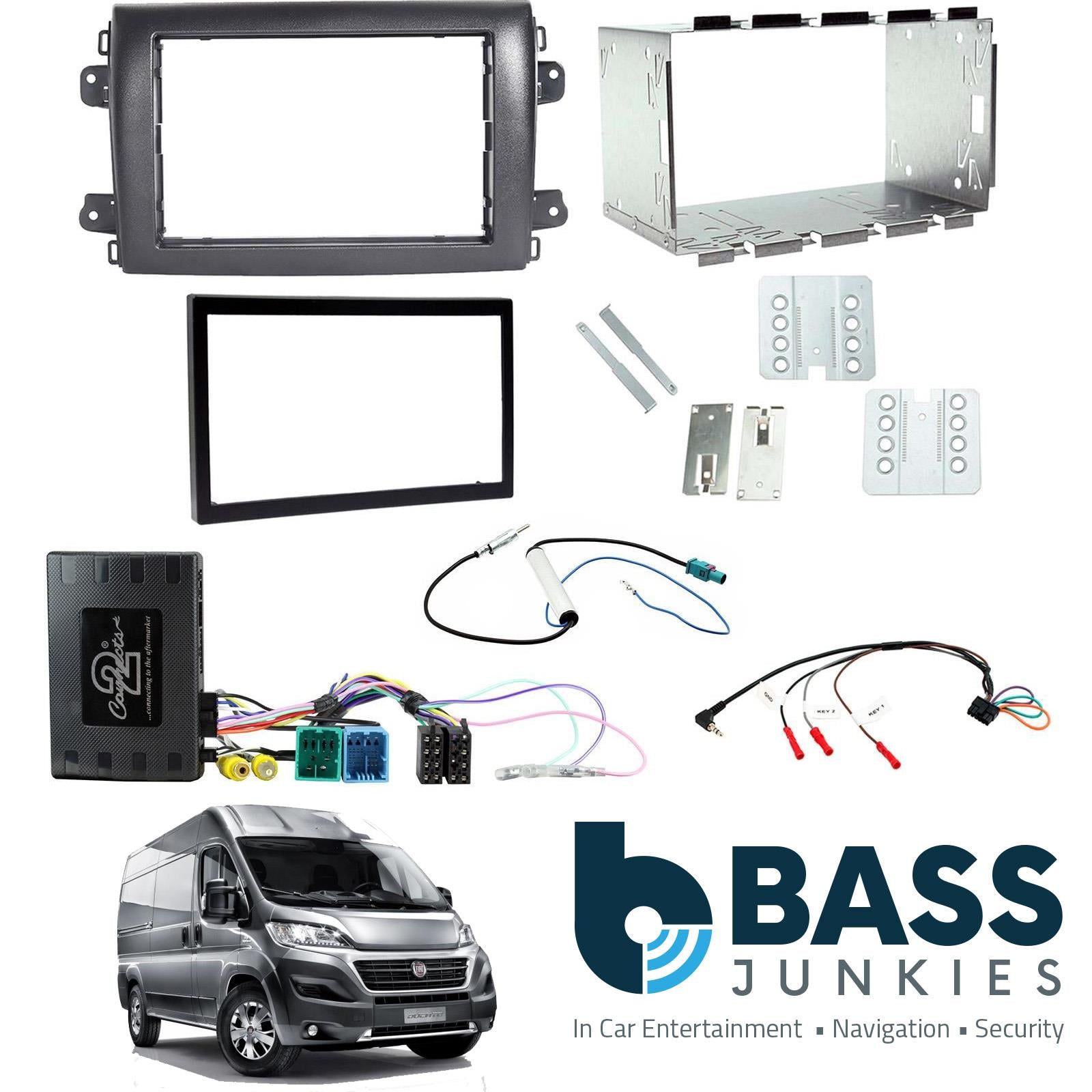 Double Din Stereo Fitting Kit + Steering Wheel Stalk Controls to fit Fiat Ducato 2021>