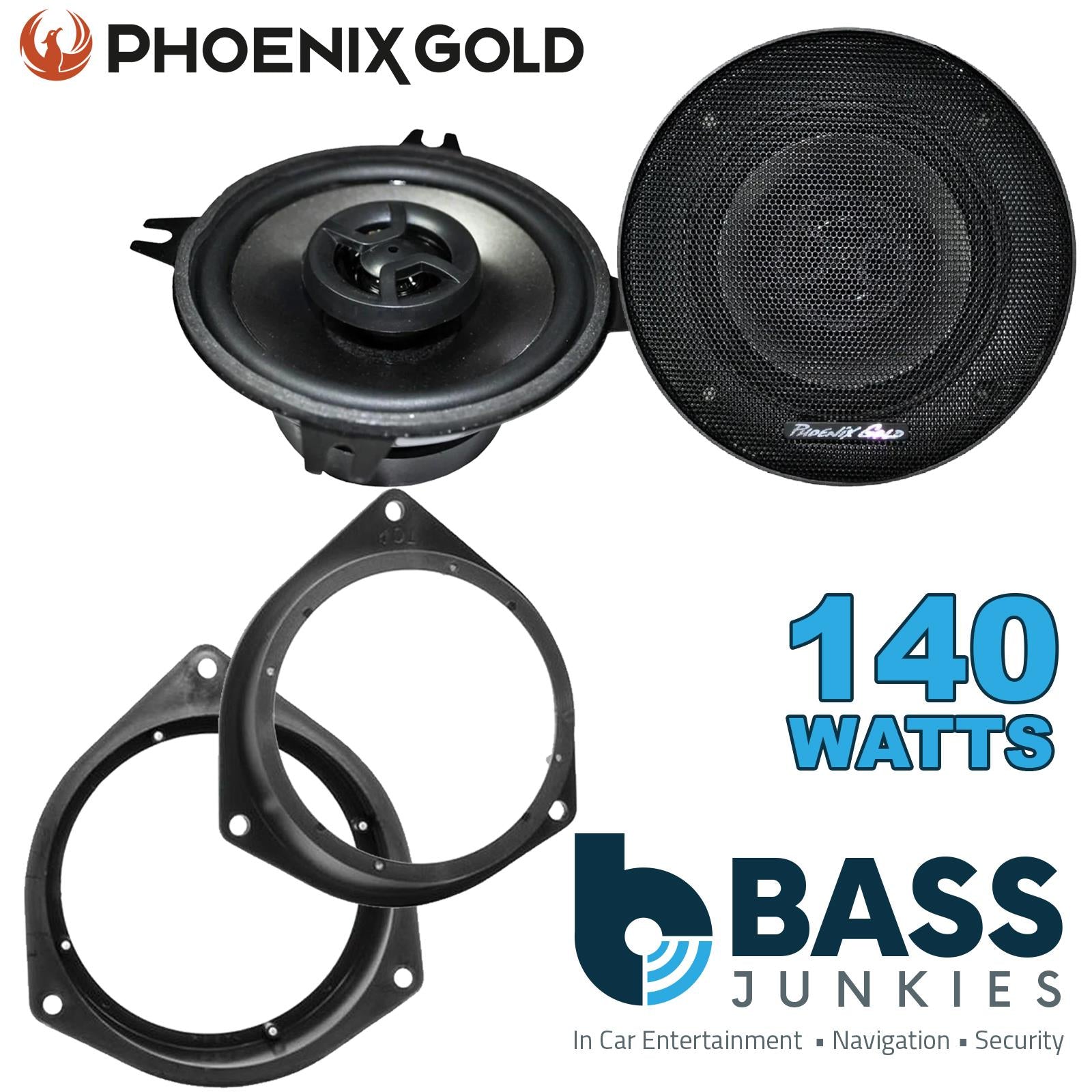 Phoenix Gold Z4CX 100mm/10cm/4" 2-Way Coaxial Car speakers (Per Pair Max 140|70 watts RMS) Fits Fiat Qubo 2008-18 | Fiorino 08-21