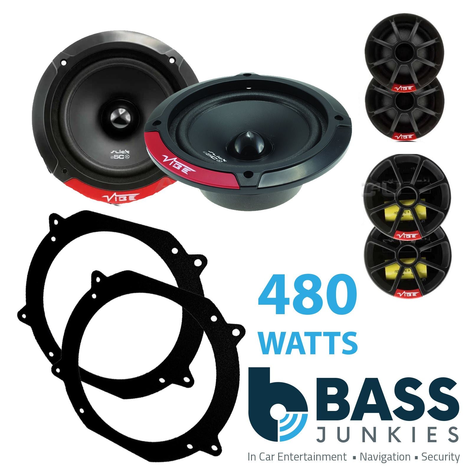 Vibe SLICK5C-V7 2-Way 130mm/13cm/5.25" Component Speakers (Per Pair 480 Watts) Fits Volvo 740 1984-92 | 760 82-90 | 940 90-98 | 960 90-96