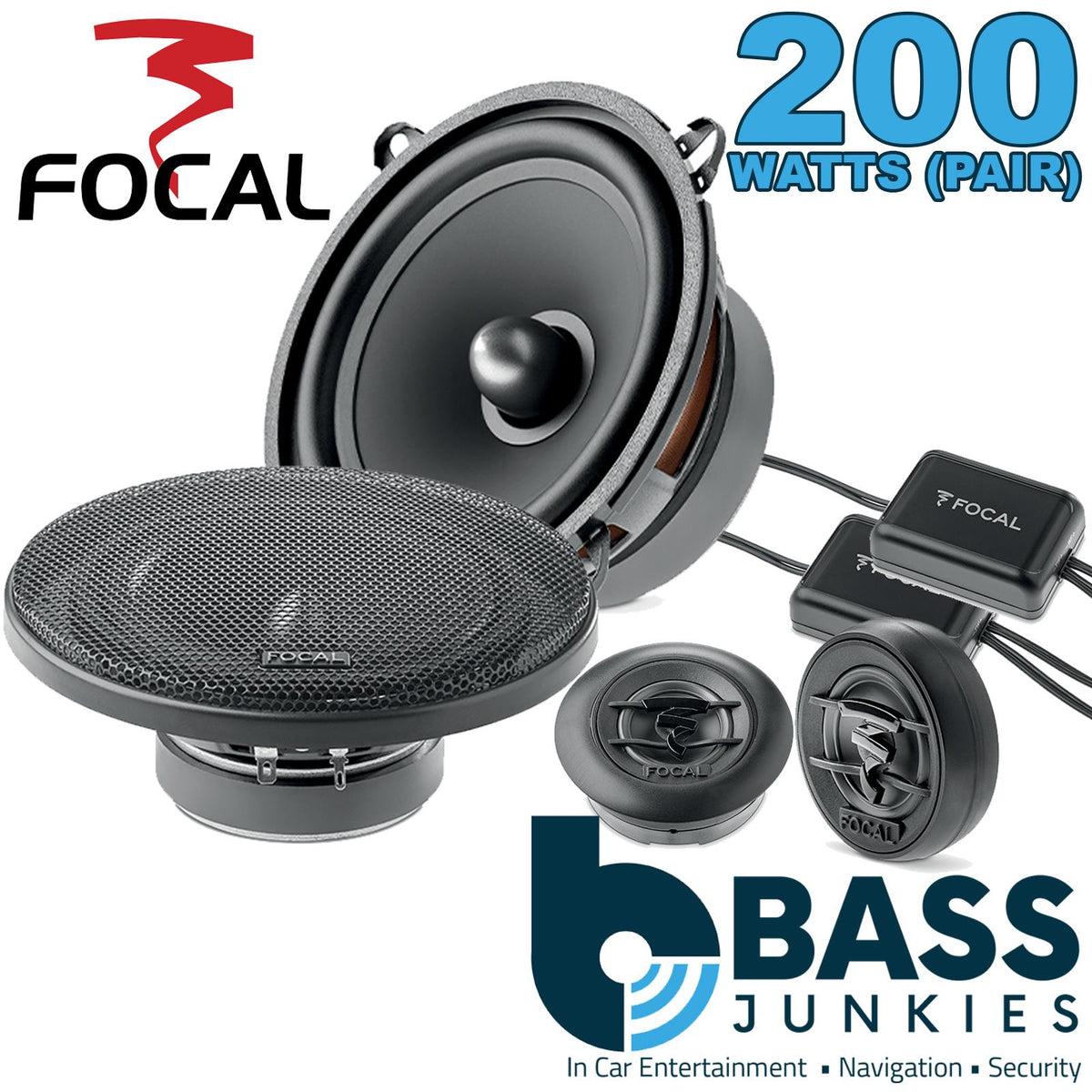 Focal ASE130 - Auditor 200 Watts 5.25" 13cm 2-Way Component Kit Car Door Speakers & Grills Pair