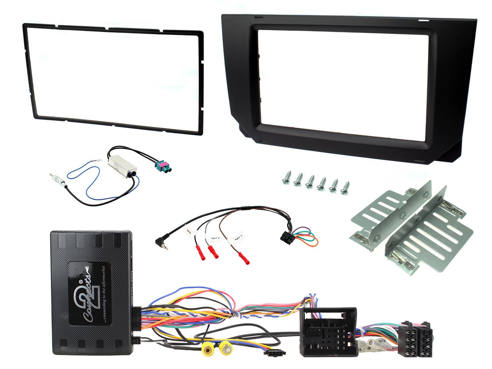 Connects2 Double Din Stereo Fitting kit for Seat Arona 2017-2021 | Seat Ibiza KJ 2017-2021 Vehicle Specific Stereo Screen Steering Controls Fitting Kit