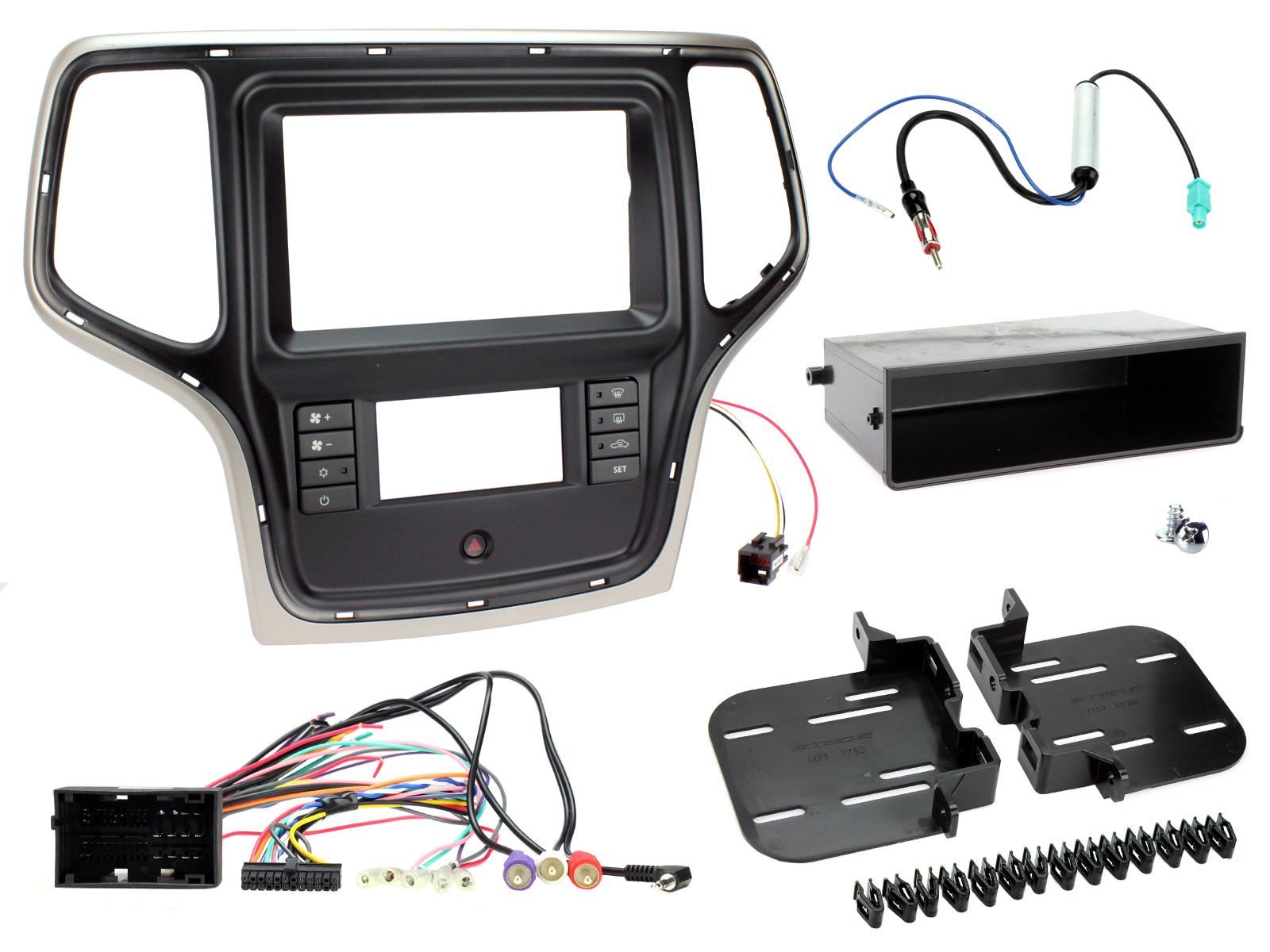 Double Din Stereo Fitting Kit + Steering Wheel Stalk Controls to fit Jeep Grand-Cherokee 14-21