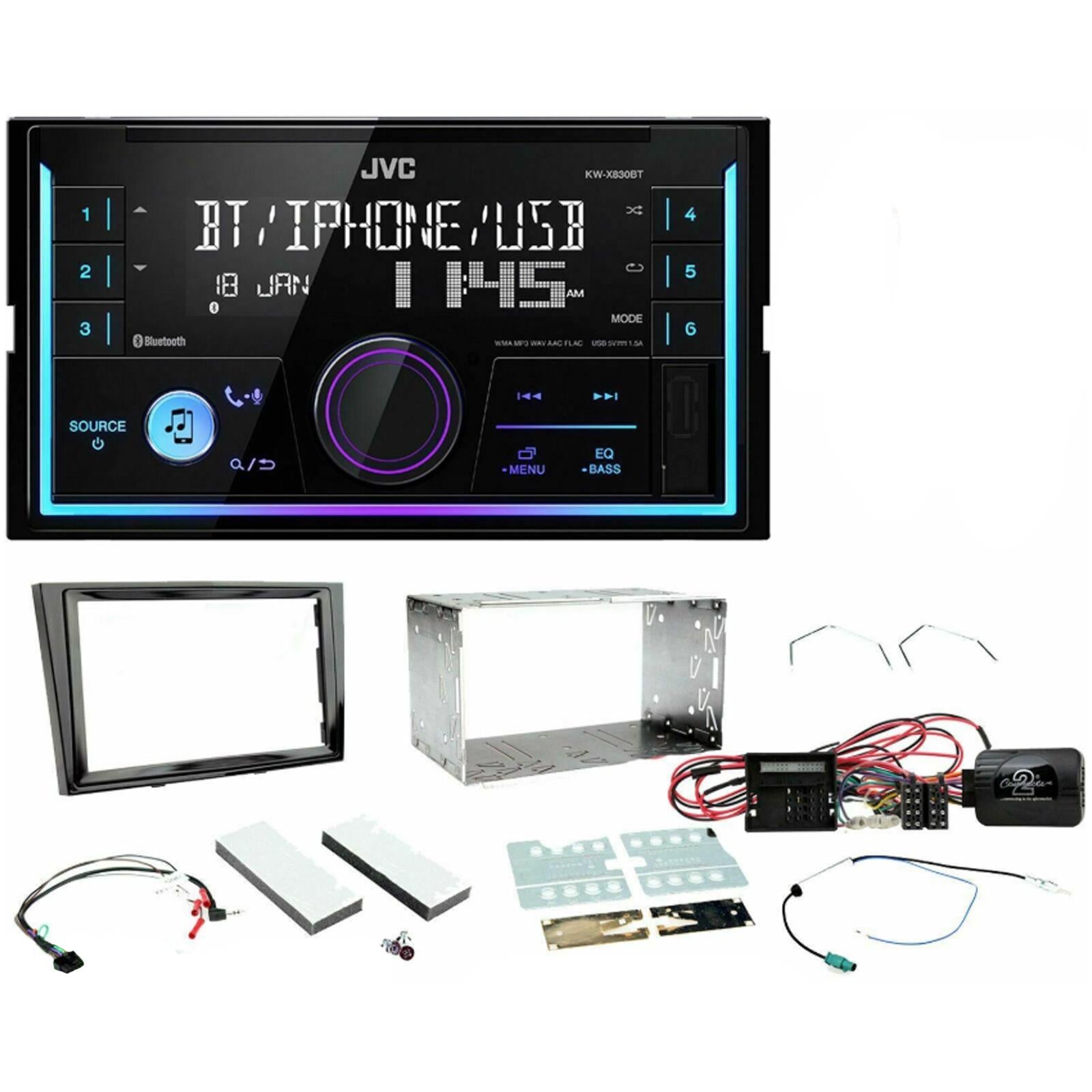 Vauxhall Astra 2004-2010 JVC Bluetooth Mechless Car Stereo & Black Fitting Kit