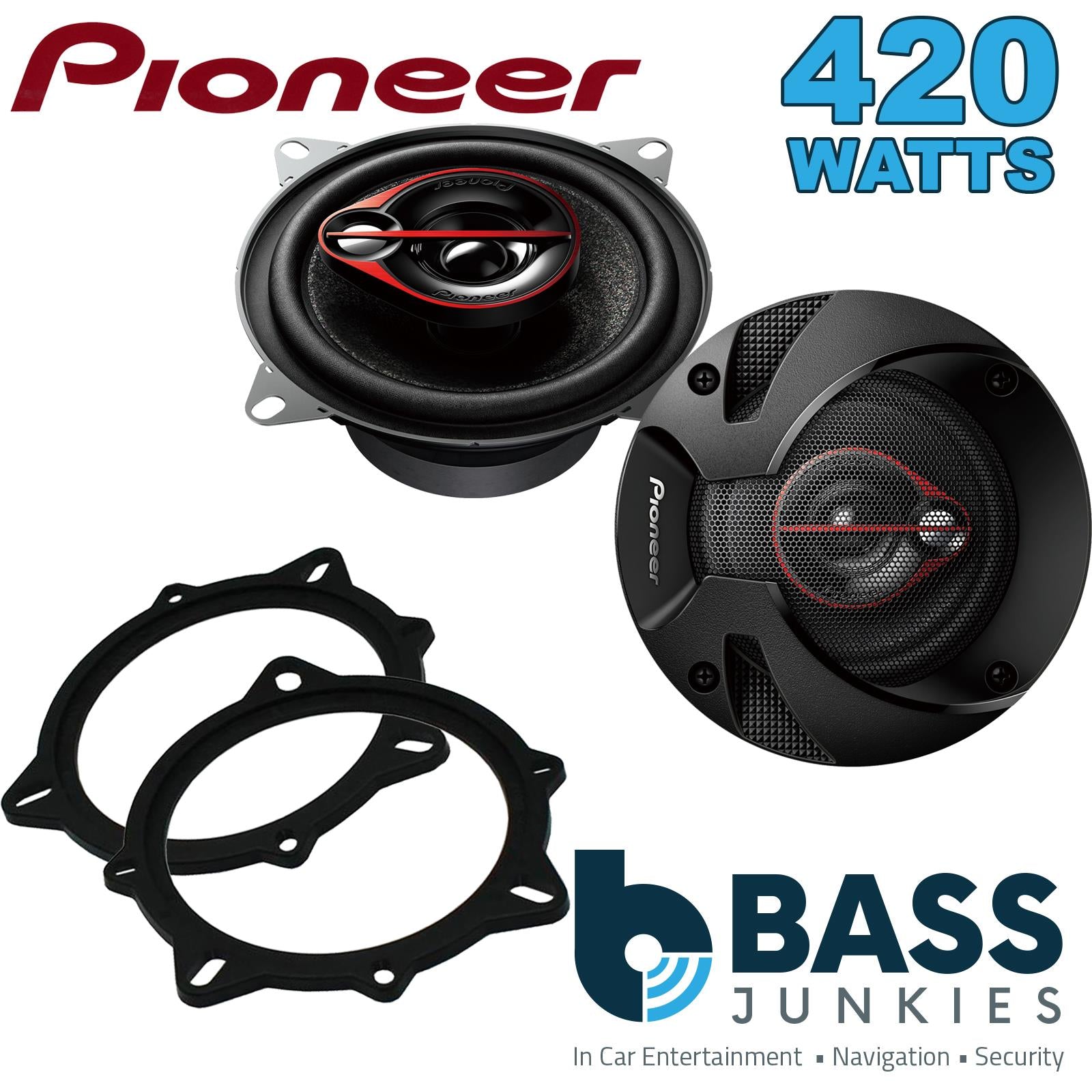 Pioneer 3 Way 4" 420W Coaxial Speakers with Brackets for BMW X3 2006-2010