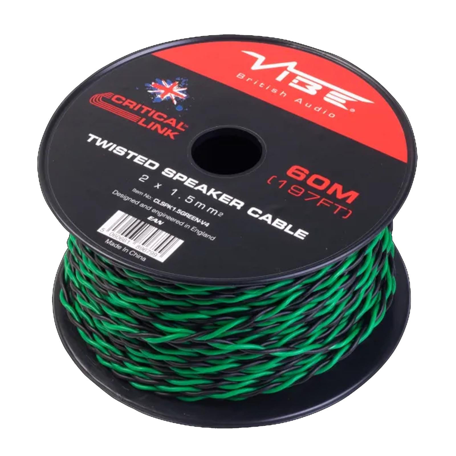 Vibe Critical Link - CLSPK1.5GREEN-V4 60m Green Twisted Car Audio Speaker Cable