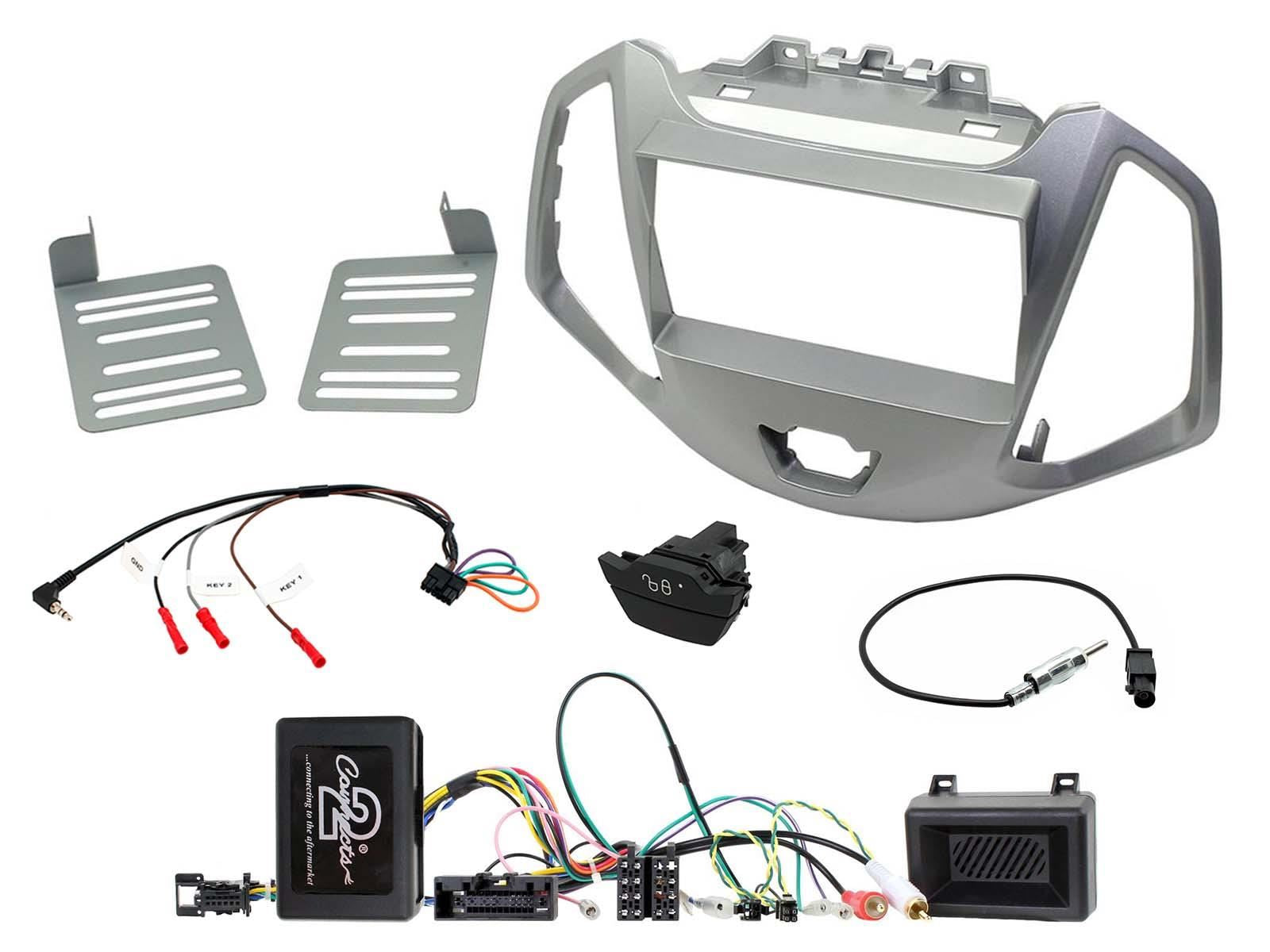 Connects 2 CTKFD62 - Ford Ecosport 2013 - 2017 Double Din Facia & Steering wheel Interface Fitting Installation Kit (Silver Facia Panel)