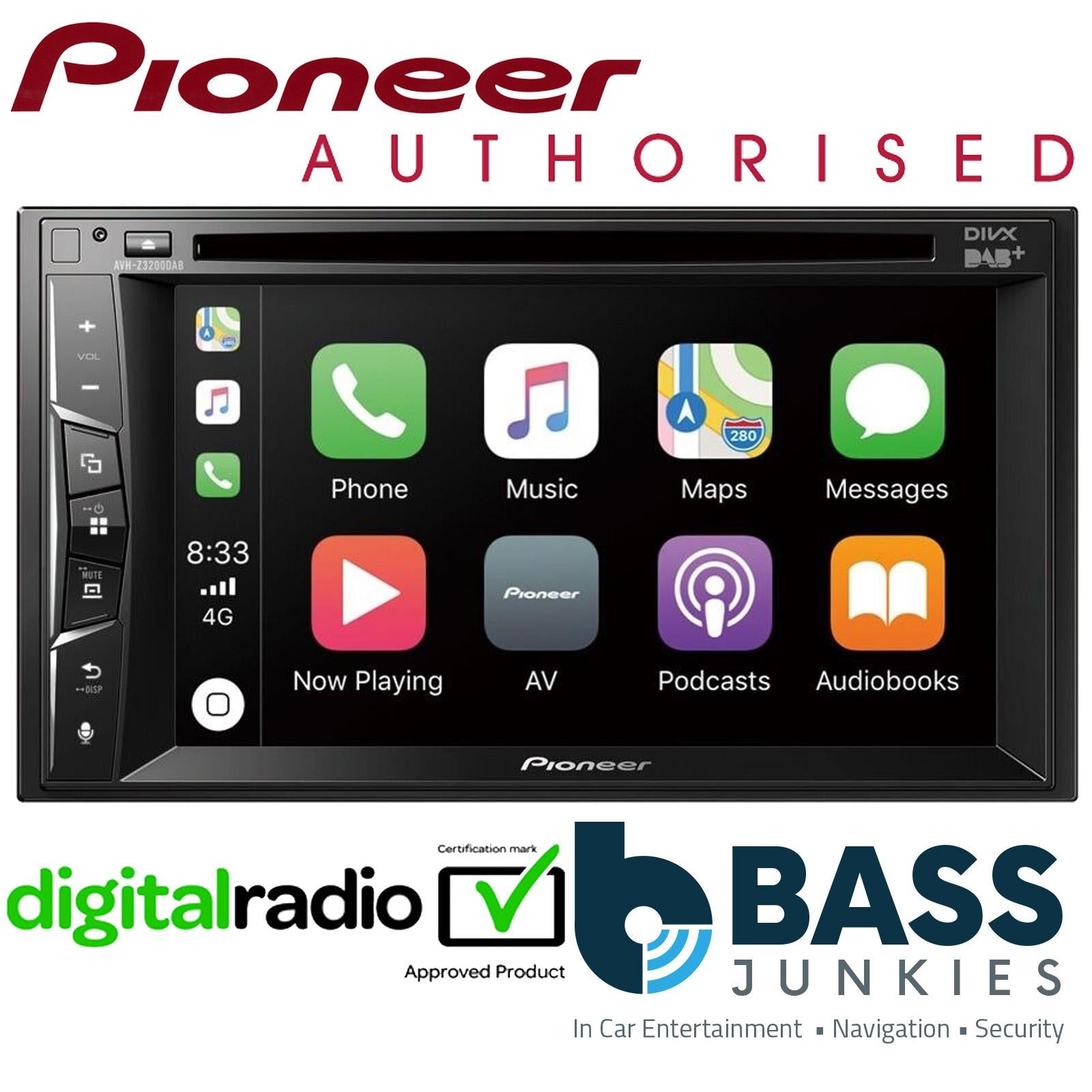 Pioneer AVH-Z3200DAB - 6.2" Double Din DVD DAB Bluetooth Carplay WAZE iPhone Android Car Stereo