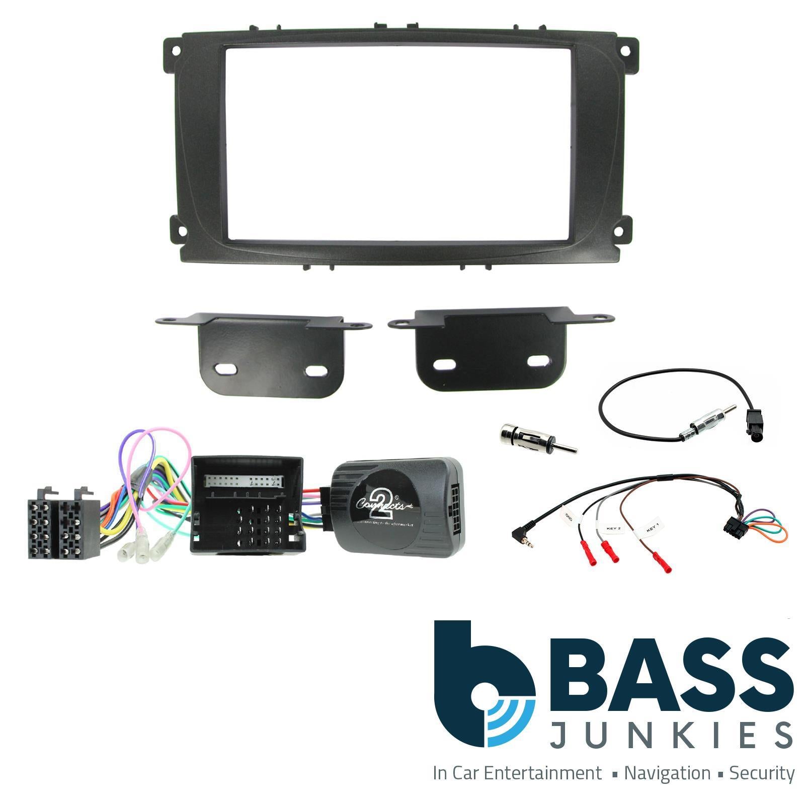 Ford Focus 2007-2011 Double Din Black Fascia SWC CTK FITTING KIT