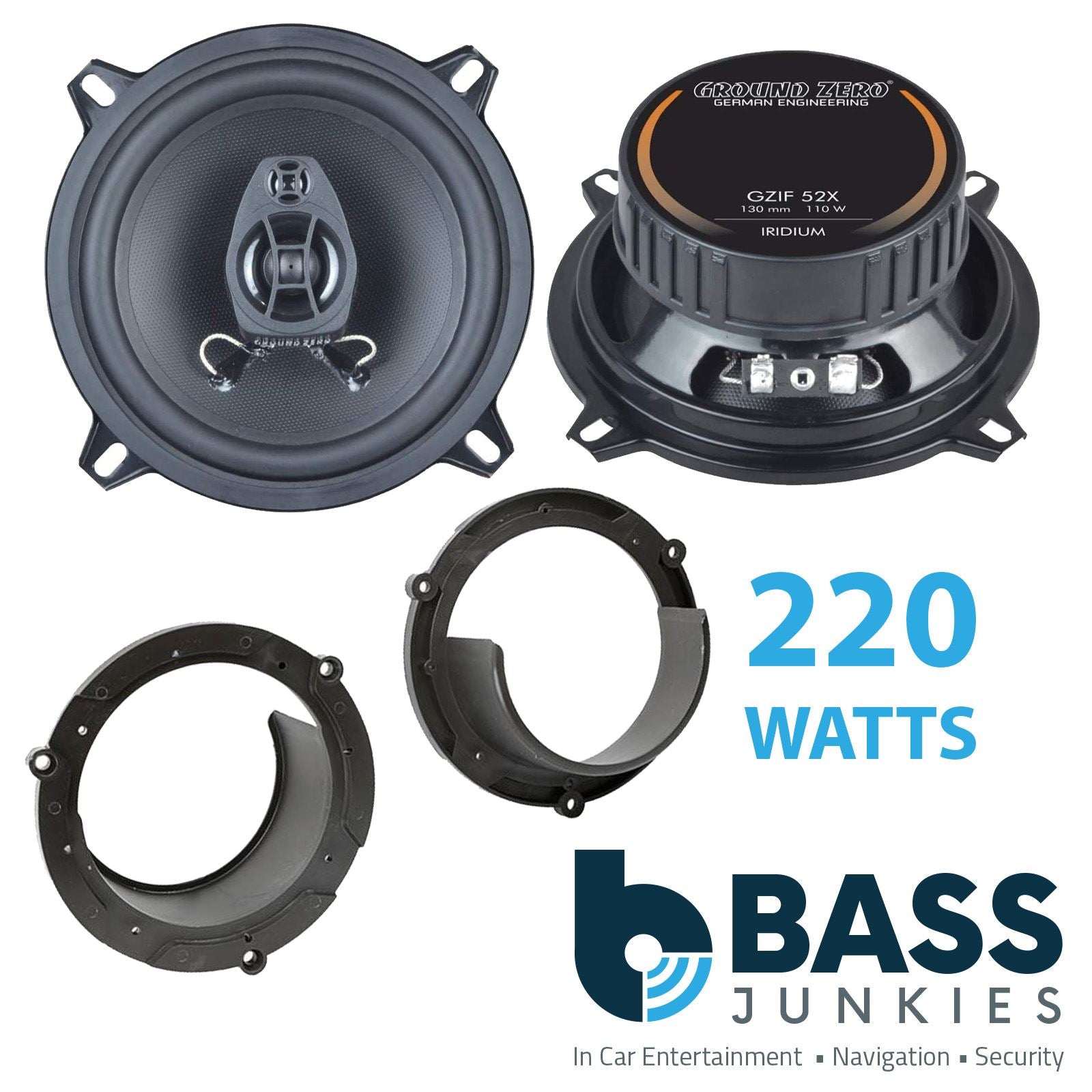 Ground Zero 2-Way 130mm/13cm/5.25" Car Coaxial Speakers (Pair Max 220 Watts) Fits Honda Accord 1999-03 | 2 03-09