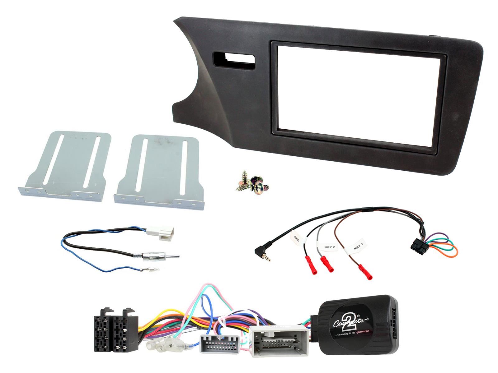 Double Din Stereo Fitting Kit + Steering Wheel Stalk Controls to fit Honda City 2014-
