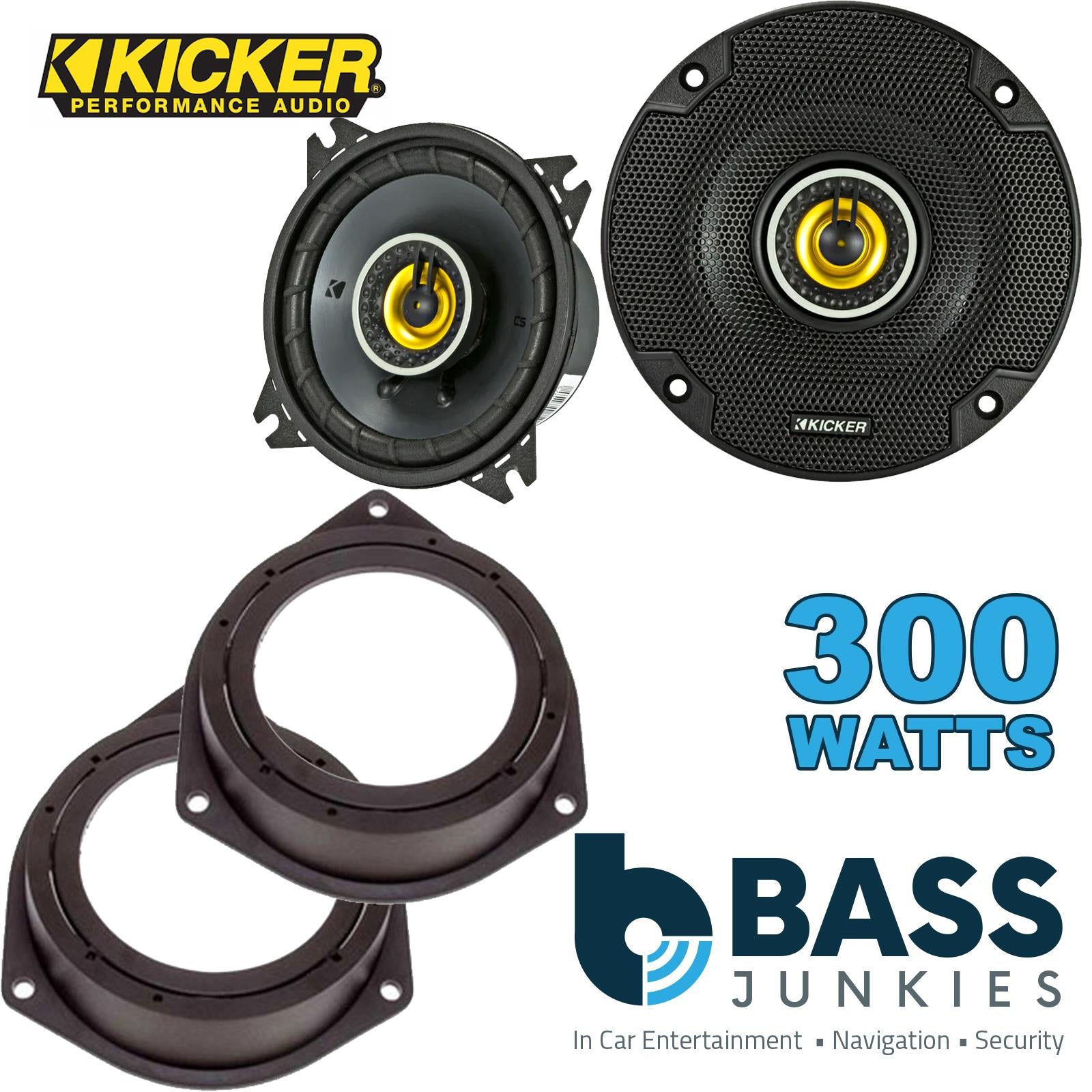 Kicker CSC44 100mm/10cm/4" 2-Way Coaxial Car speakers (Per Pair Max 300|100 watts RMS) Fits Vauxhall Astra 2005-10 | Corsa 06-14