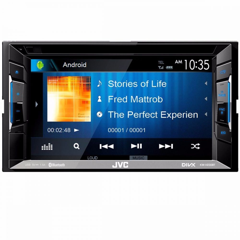 JVC KW-V230BT - 6.2" DVD CD MP3 Front USB Bluetooth Touchscreen Car Stereo, AM/FM Radio Tuner, iPod iPhone Android Control