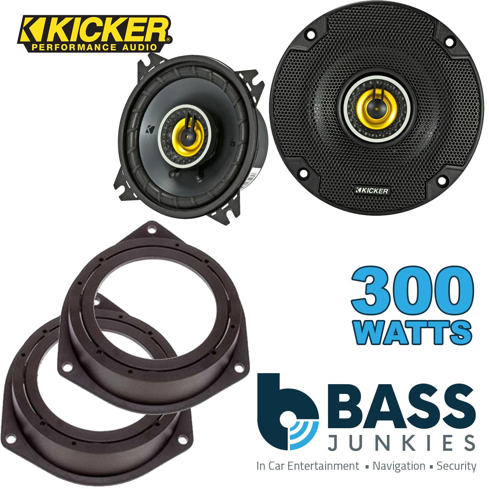 Kicker CSC44 100mm/10cm/4" 2-Way Coaxial Car speakers (Per Pair Max 300|100 watts RMS) Fits Iveco Daily 2014-21