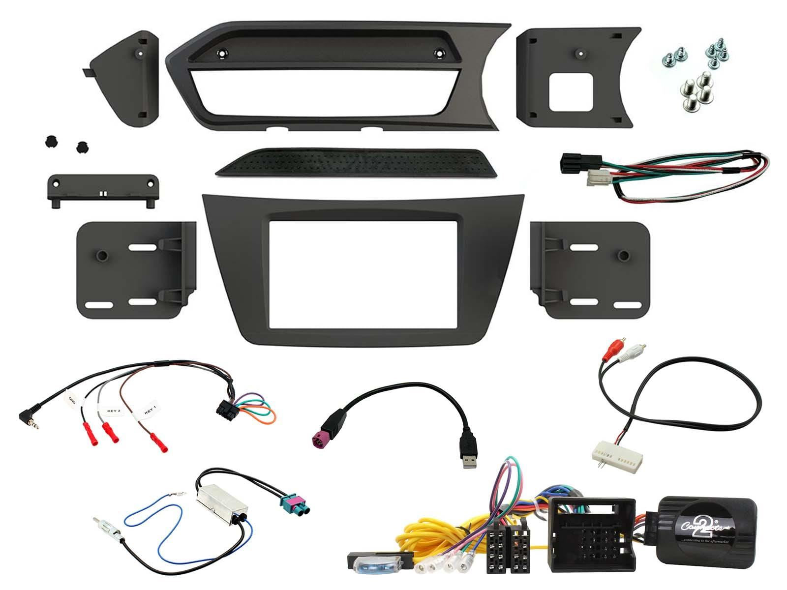 Connects 2 CTKMB14 - Mercedes C-Class 2012 - 2014 Double Din Facia & Steering wheel Interface Fitting Installation Kit