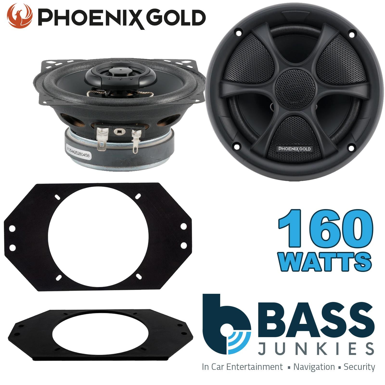 Phoenix Gold RX4CX 100mm/10cm/4" 2-Way Coaxial Car speakers (Per Pair Max 160|80 watts RMS) Fits Jeep Wrangler 1997-06