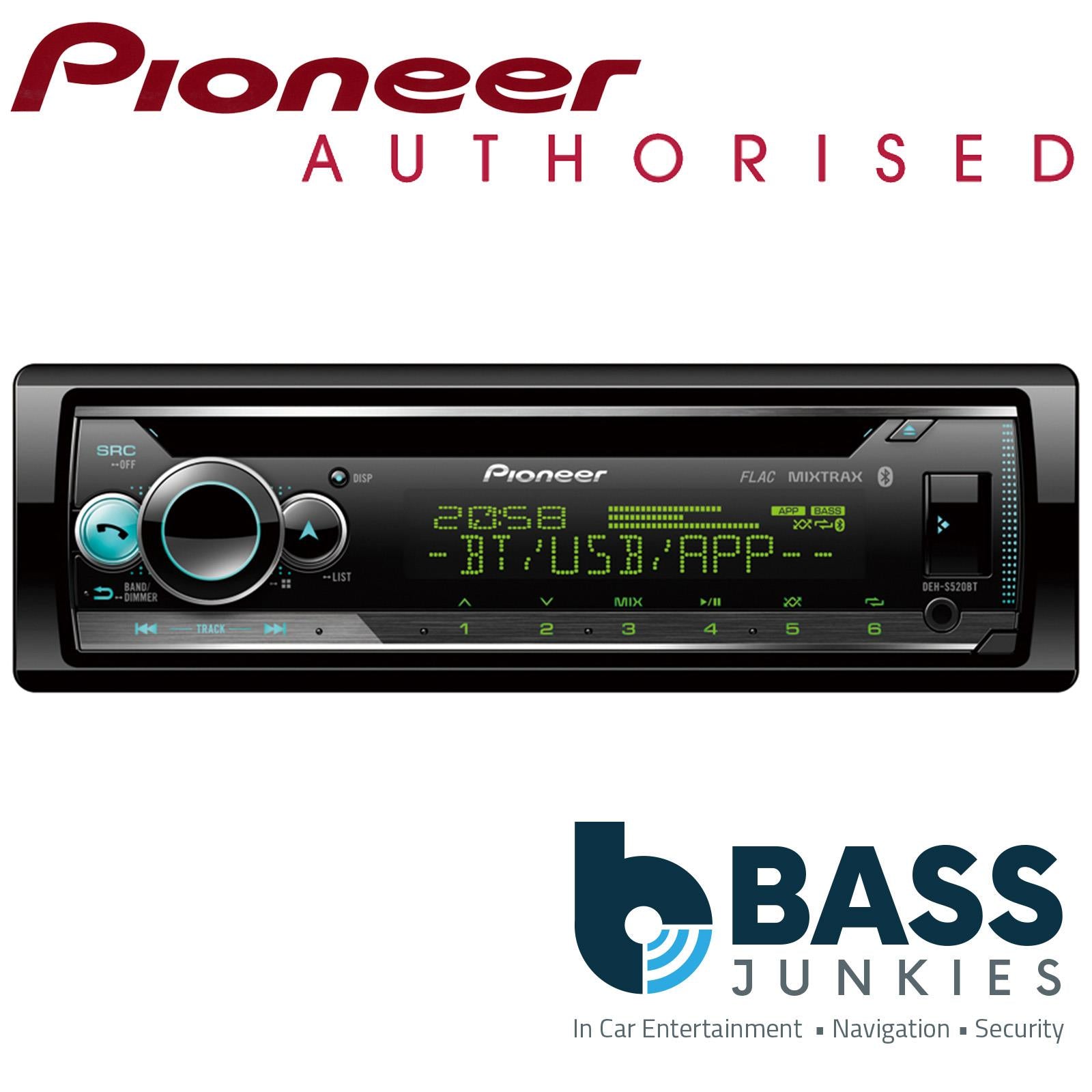 Pioneer DEH-S520BT CD MP3 Tuner Bluetooth USB iPhone Android Car Stereo
