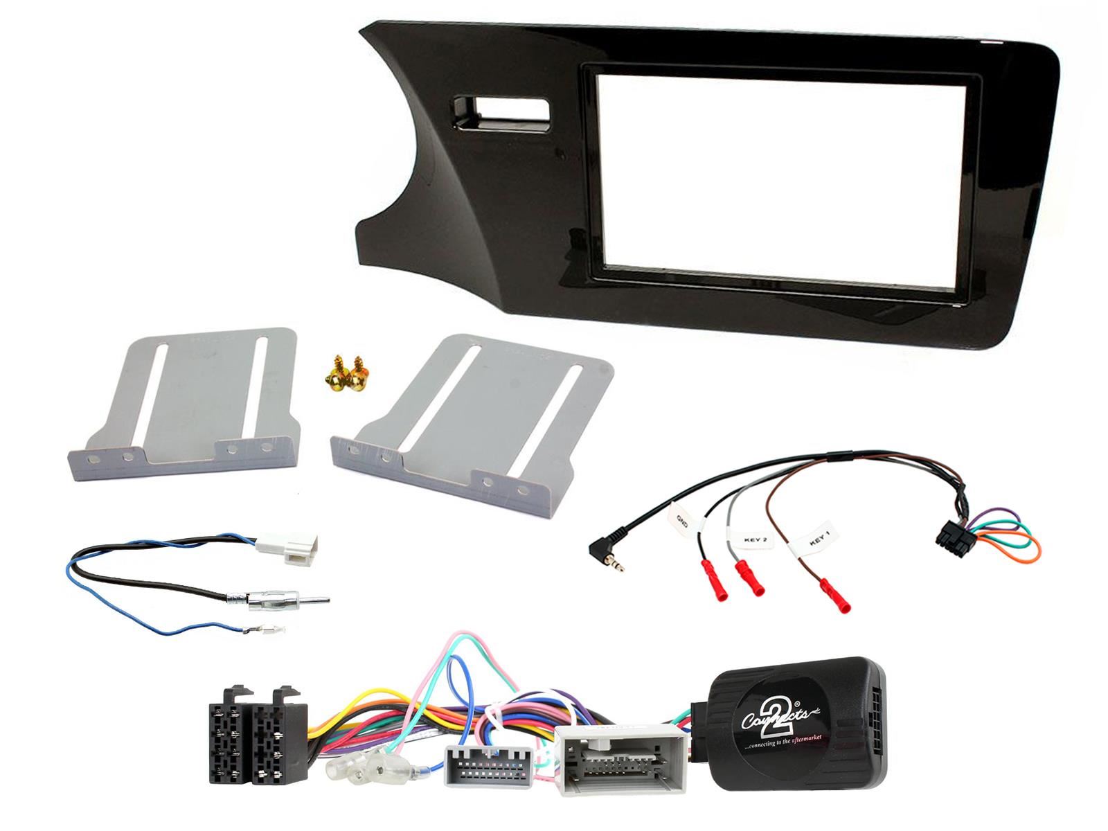 Double Din Stereo Fitting Kit + Steering Wheel Stalk Controls to fit Honda City 2014-