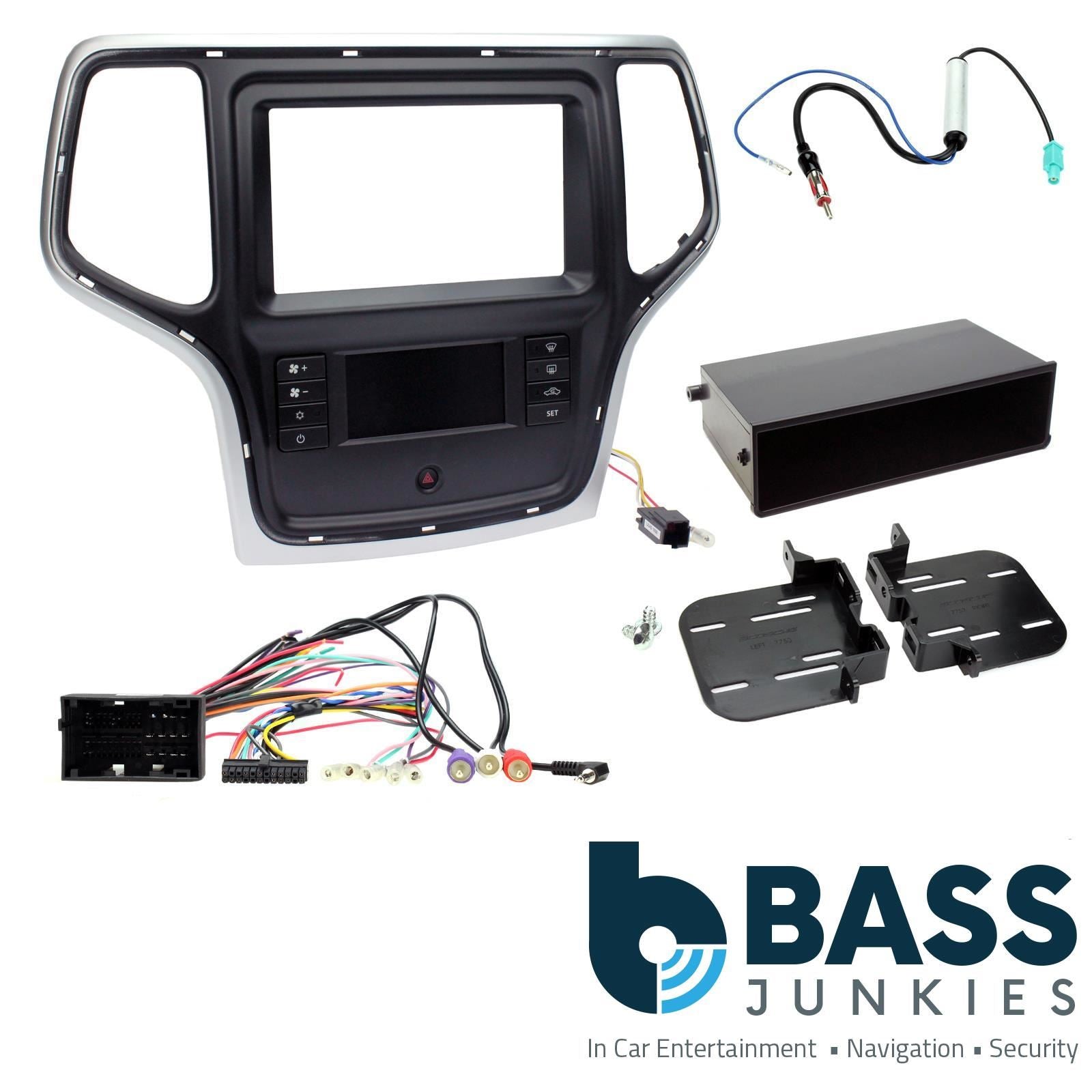 Double Din Stereo Fitting Kit + Steering Wheel Stalk Controls to fit Jeep Grand-Cherokee 14-21