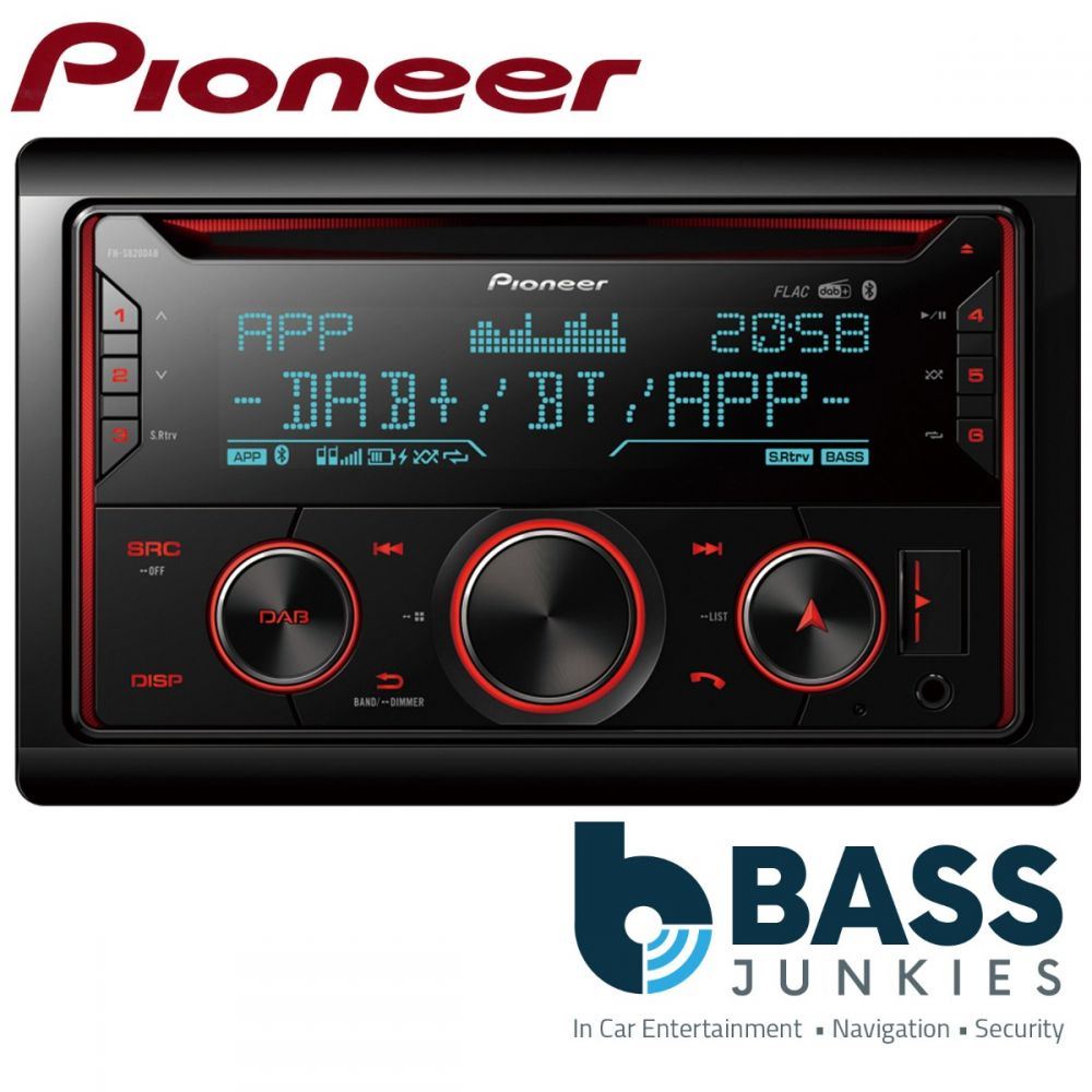 Pioneer FH-S820DAB DAB Bluetooth 4 x 50 Watts CD MP3 USB AUX iPhone Android Spotify Double Din Car Stereo