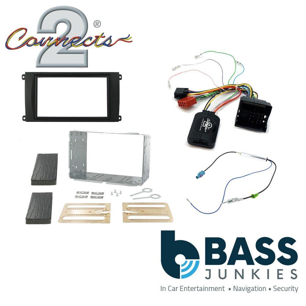 Connects 2 CTKPO01 - Porsche Cayenne 2007 - 2010 Double Din Fascia & Steering wheel Interface Fitting Installation Kit