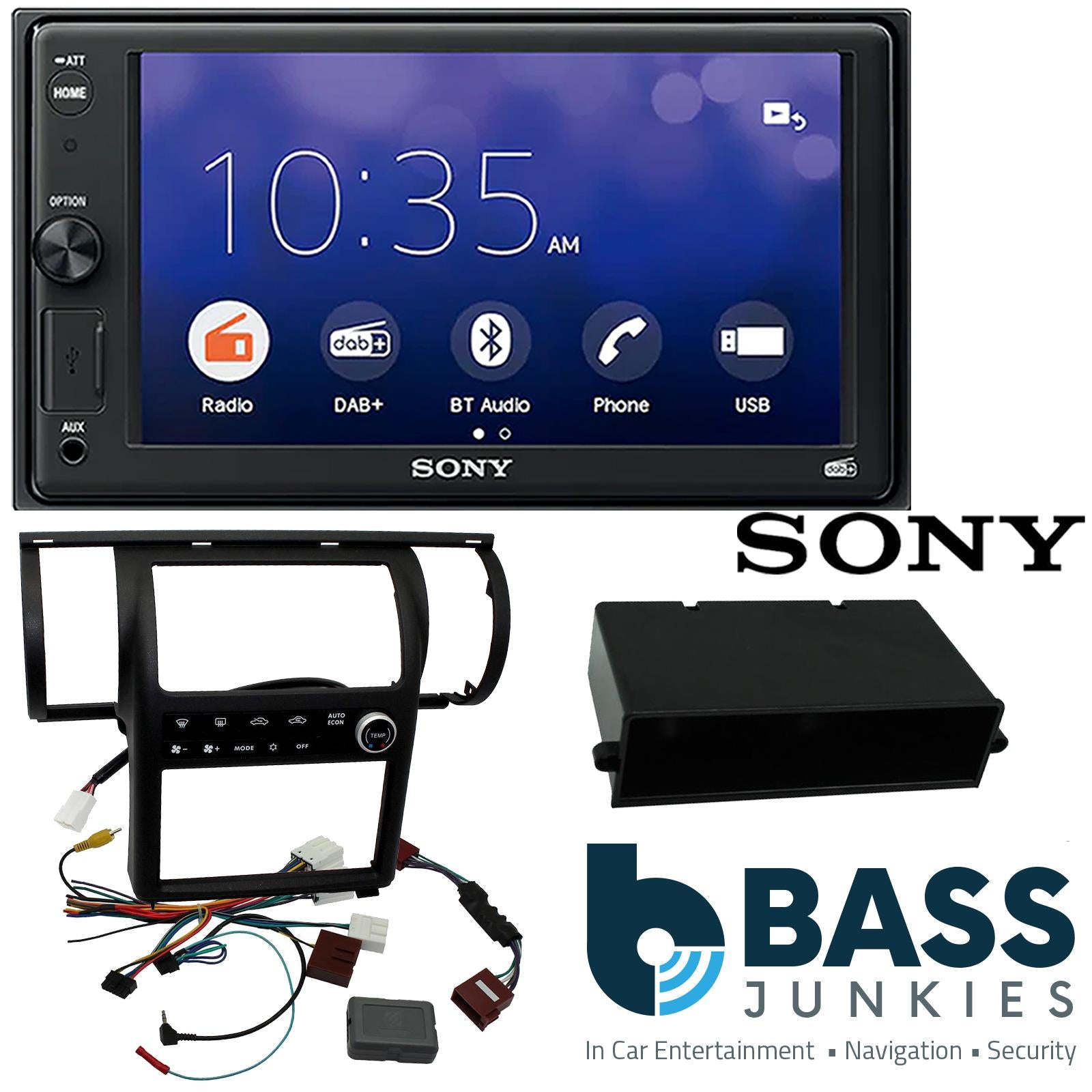 SONY 6.2" Screen Blutooth Double Din Stereo Fitting Kit + Steering Wheel Stalk Controls to fit Nissan Skyline 2003-04 | Infiniti G35 2003-04